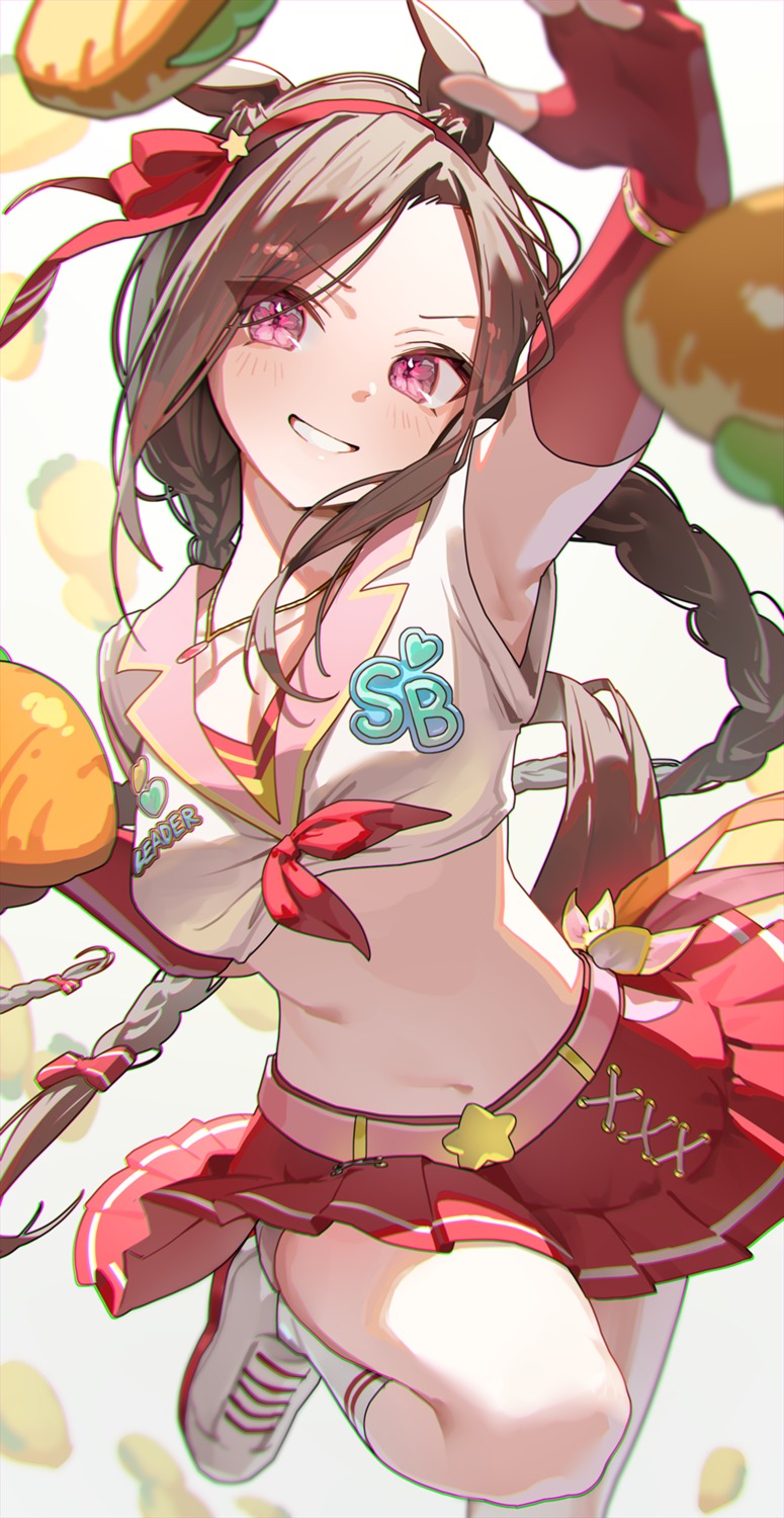 animal_ears, ningen_mame, sakura_bakushin_o_(umamusume), skirt_lift, tail, uma_musume_pretty_derby
