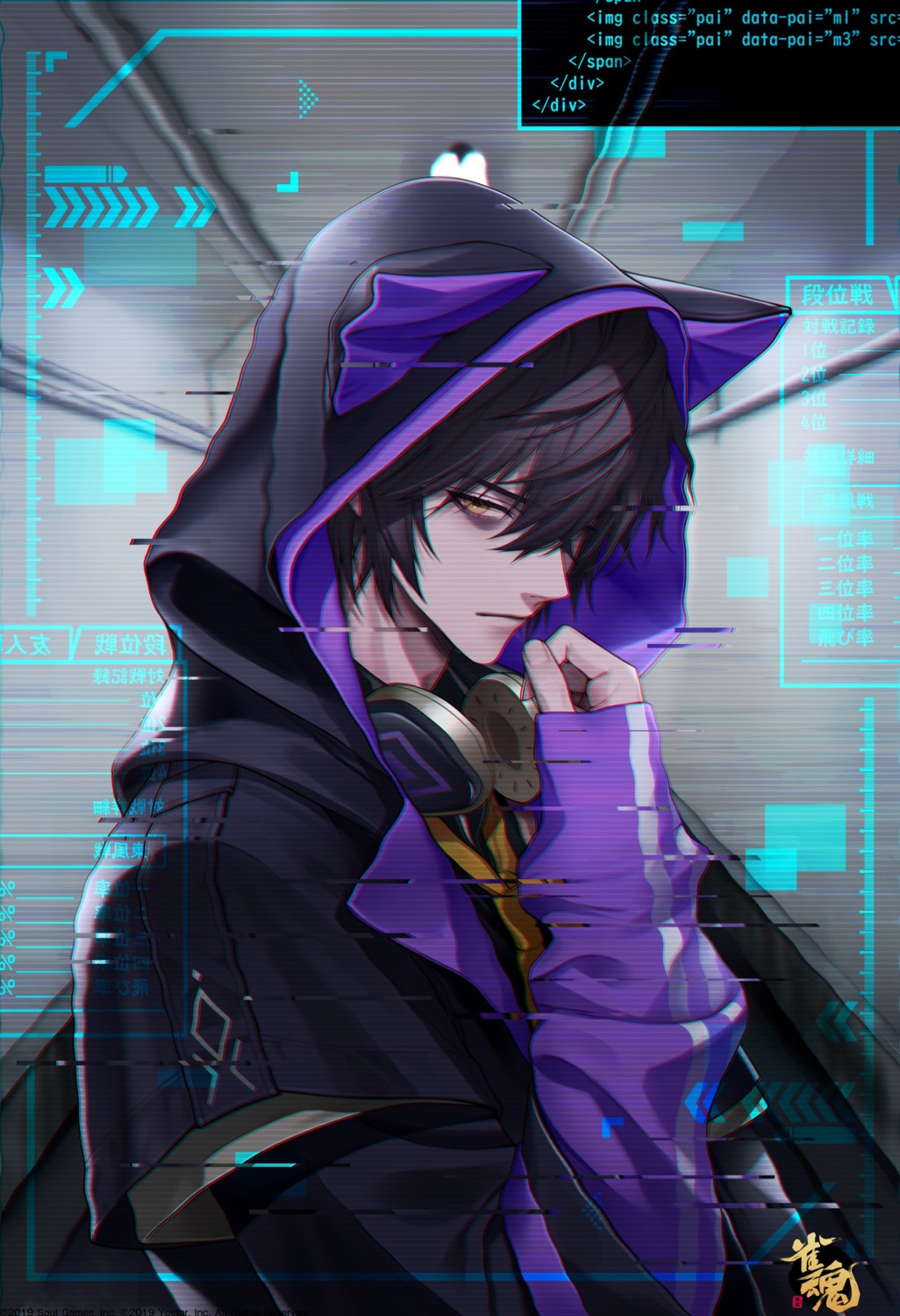 headphones, ling_(majsoul), majsoul, male, ougi_yomi