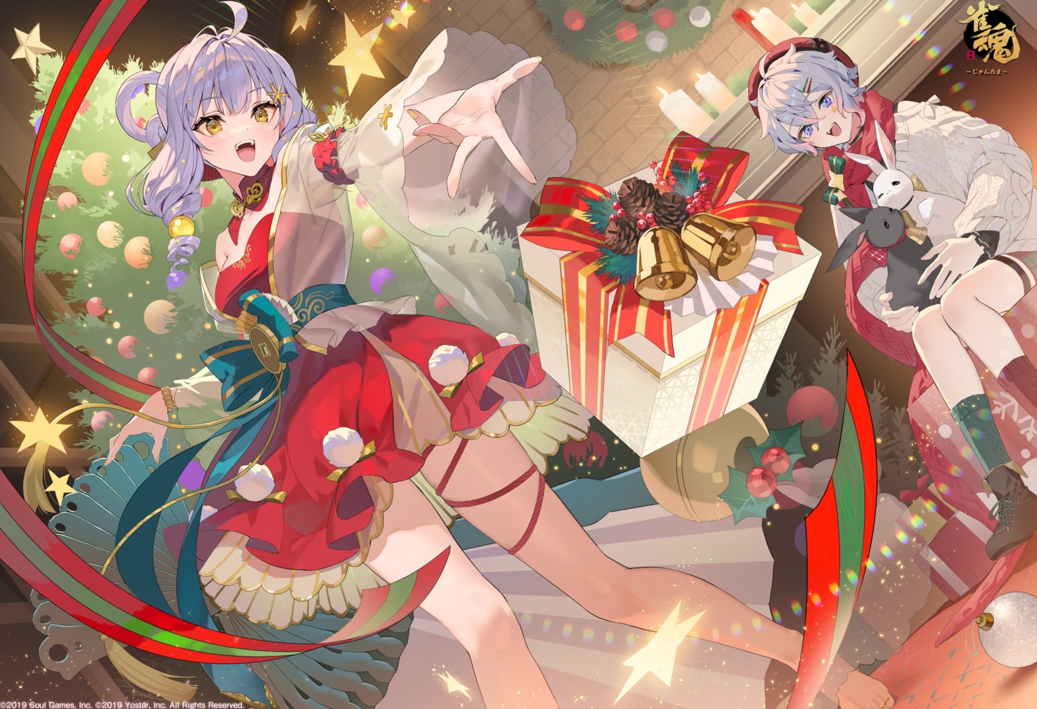 christmas, dress, fu_ji, garter, majsoul, ryan_(majsoul), see_through, tattoo, teffish