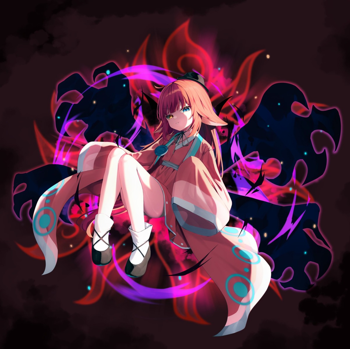 animal_ears, asian_clothes, heterochromia, kitsune, mannack, maplestory, tail