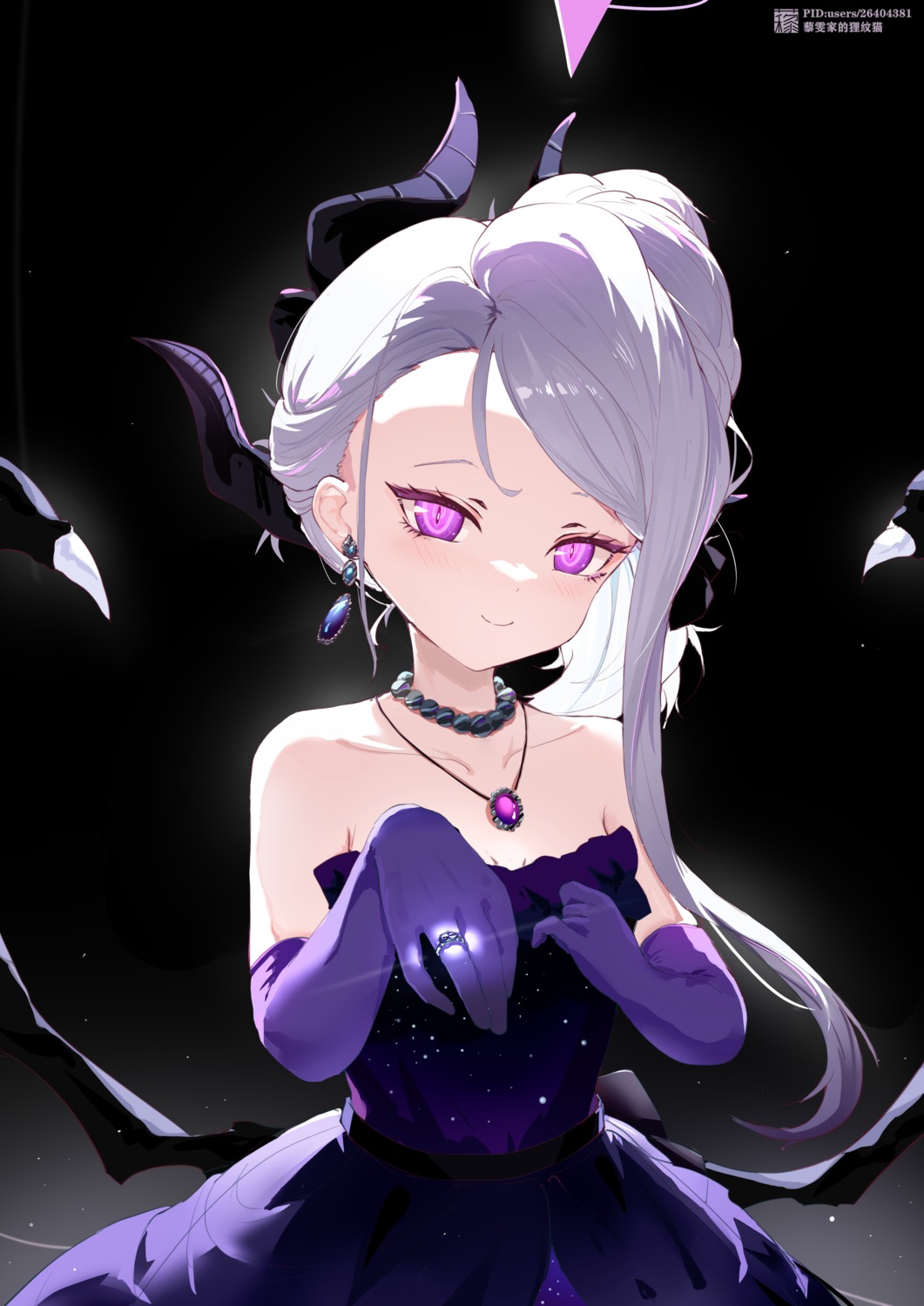 blue_archive, devil, dress, halo, horns, liwendala, sorasaki_hina, wings
