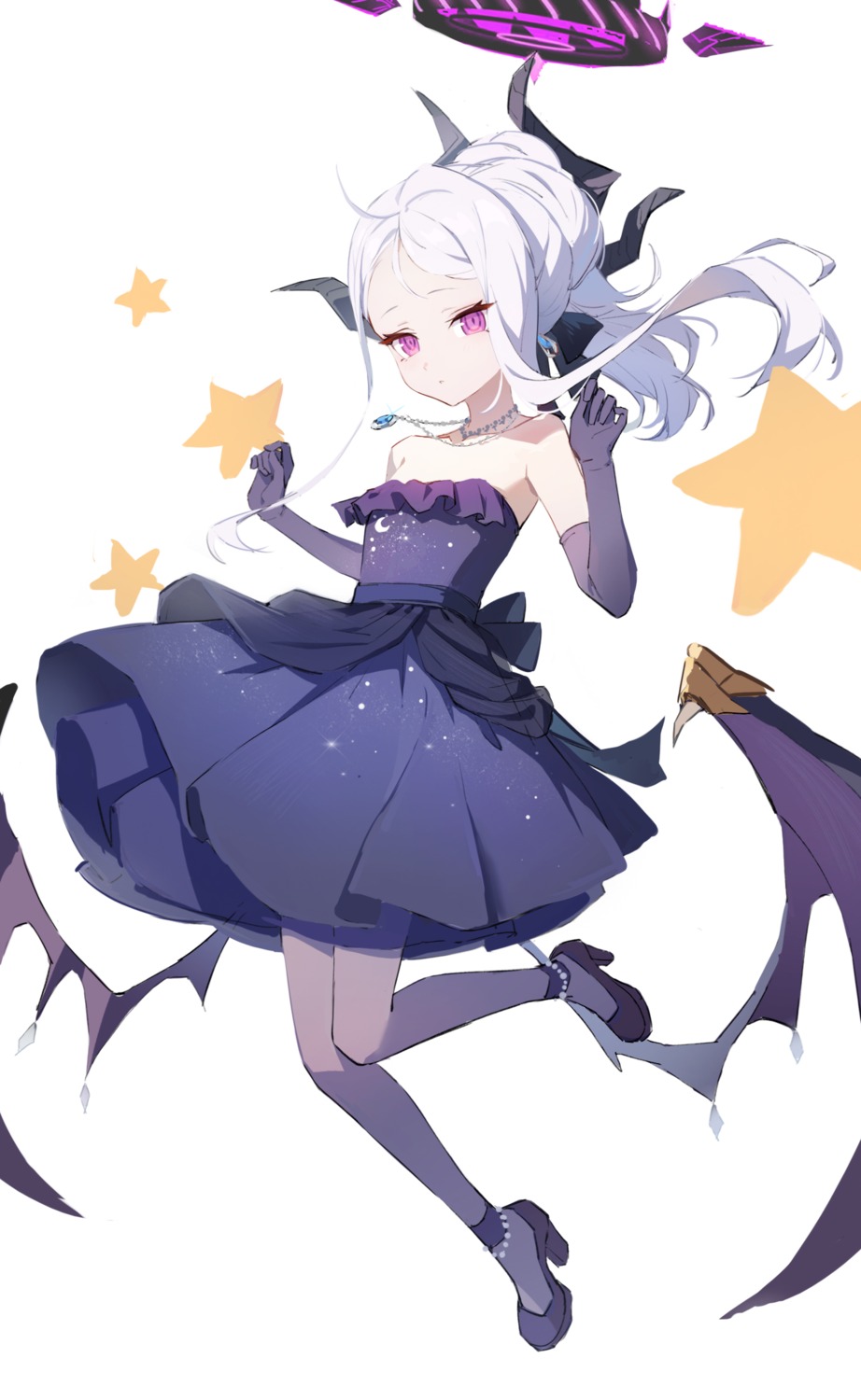 bilibilida, blue_archive, devil, dress, halo, heels, horns, pantyhose