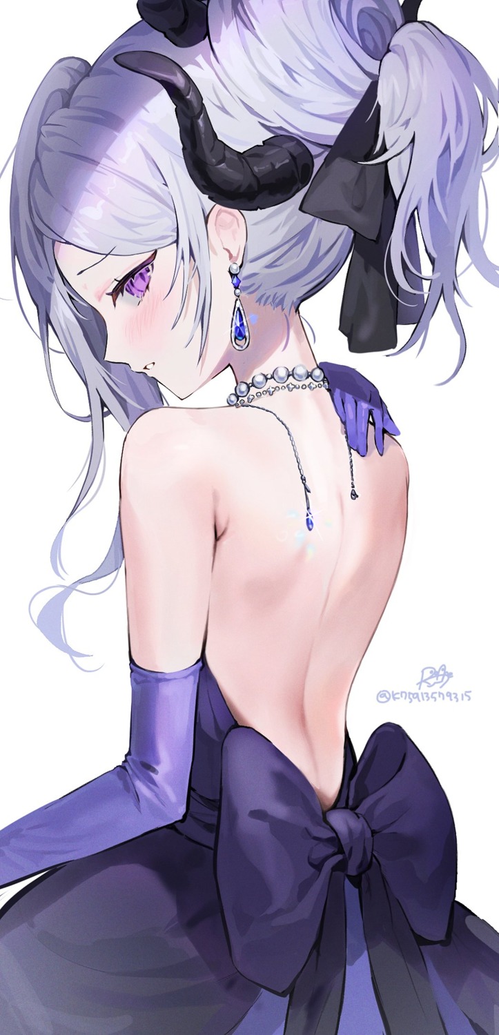 blue_archive, dress, horns, lerome, no_bra, sorasaki_hina