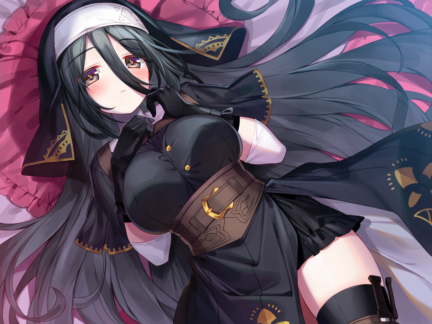 bucchake, garter, nun, thighhighs, weapon