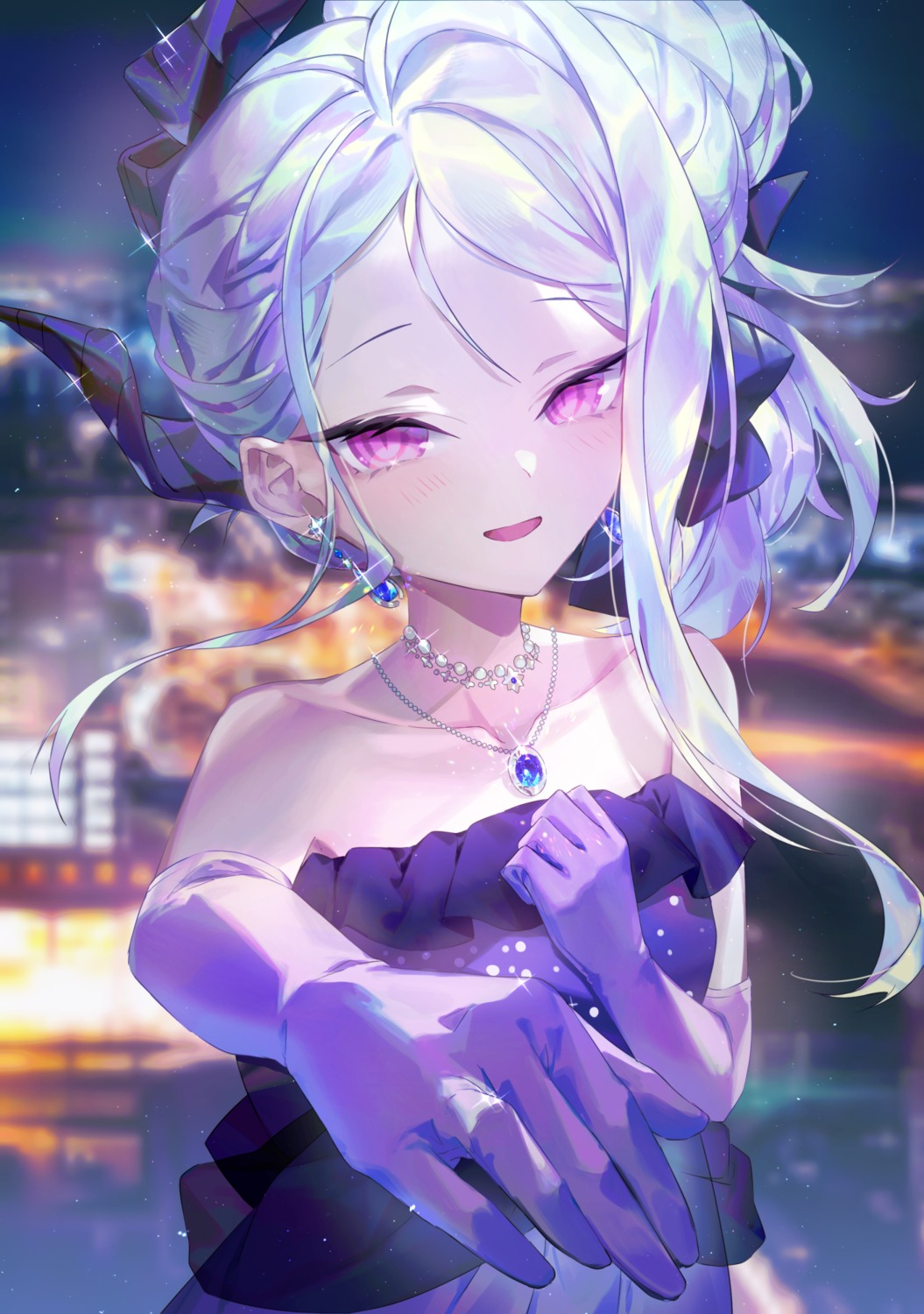 blue_archive, dress, emoillu, horns, sorasaki_hina