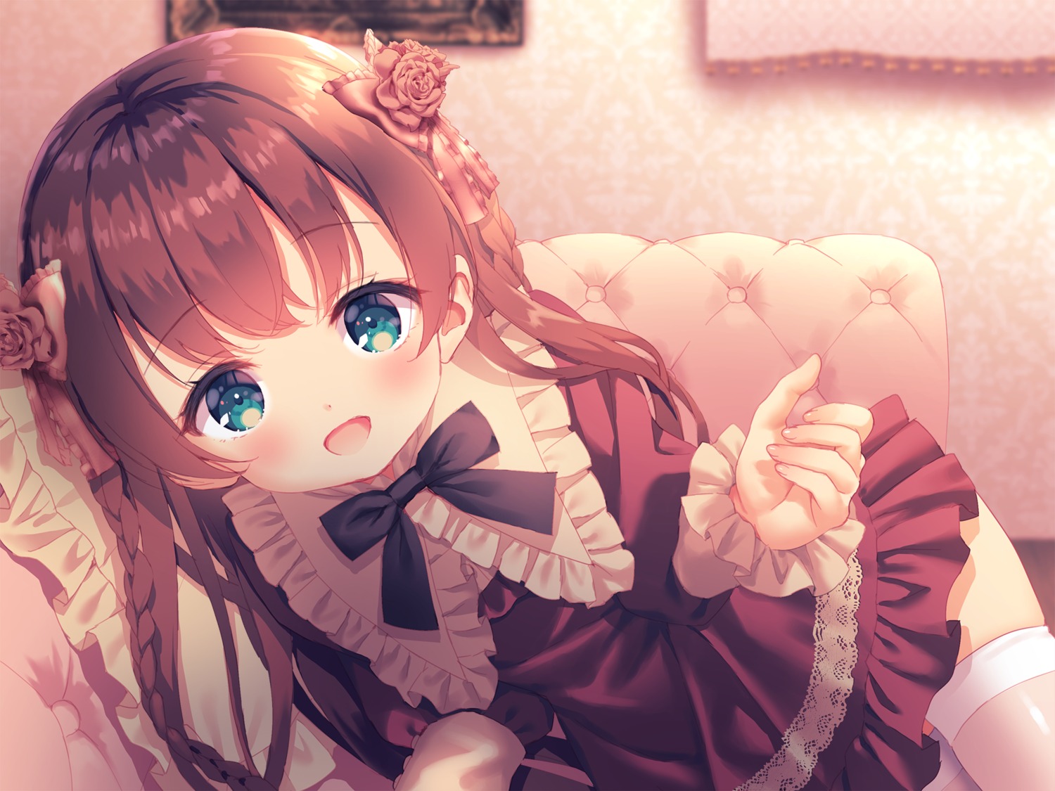 chitosezaka_suzu, dress, gothic_lolita, lolita_fashion, thighhighs