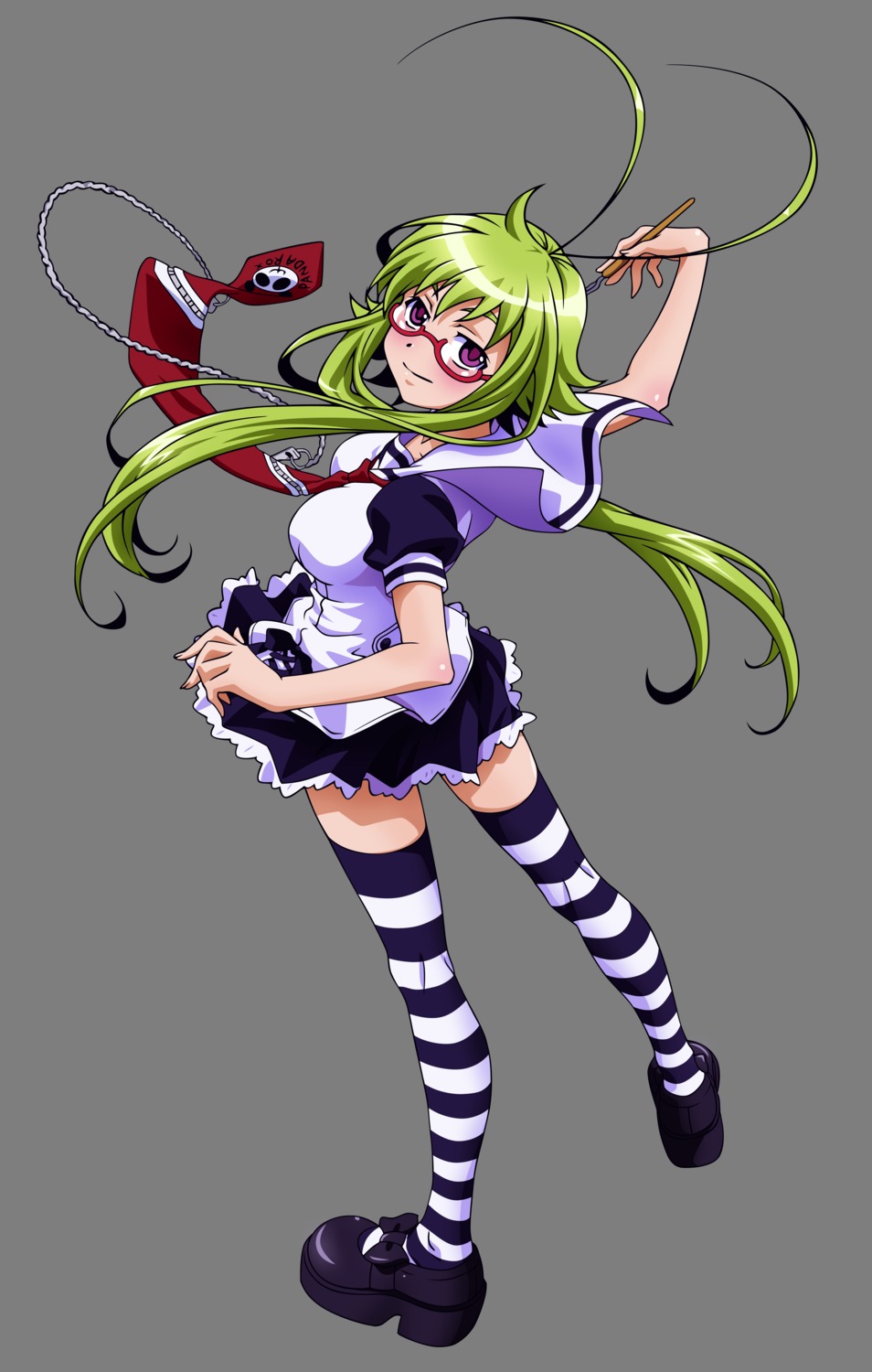asu_no_yoichi, ikaruga_chihaya, megane, thighhighs, transparent_png, vector_trace