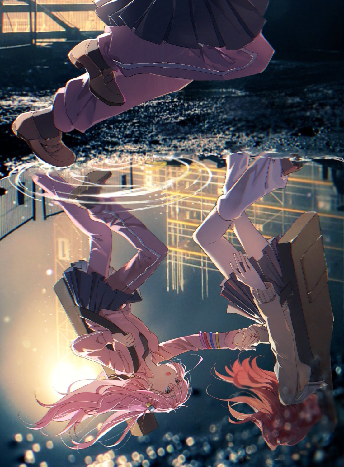 bocchi_the_rock!, gotou_hitori, guitar, gym_uniform, kita_ikuyo, pong_(pong_o0), seifuku, sweater