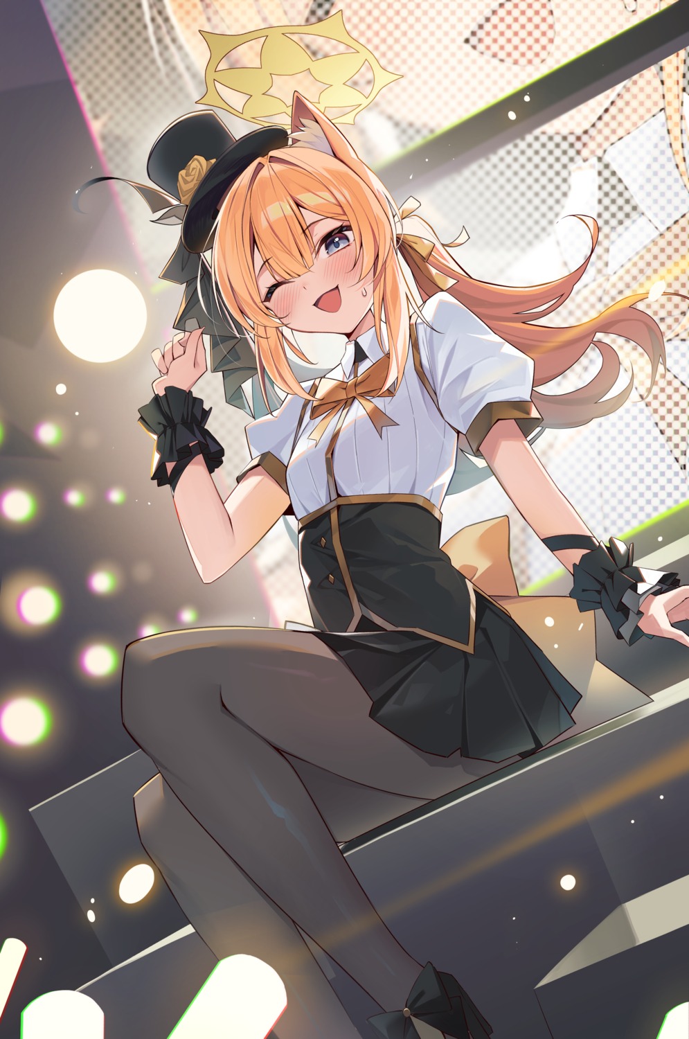 animal_ears, blue_archive, halo, iochi_mari, kurobi_(netisz), nekomimi, pantyhose
