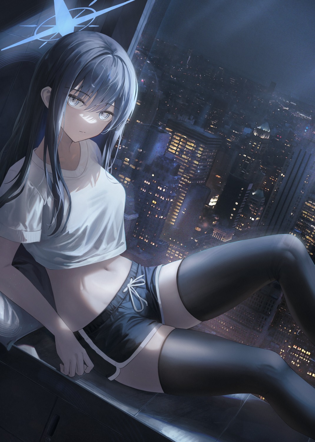 blue_archive, flippy_(cripine111), halo, joumae_saori, see_through, thighhighs