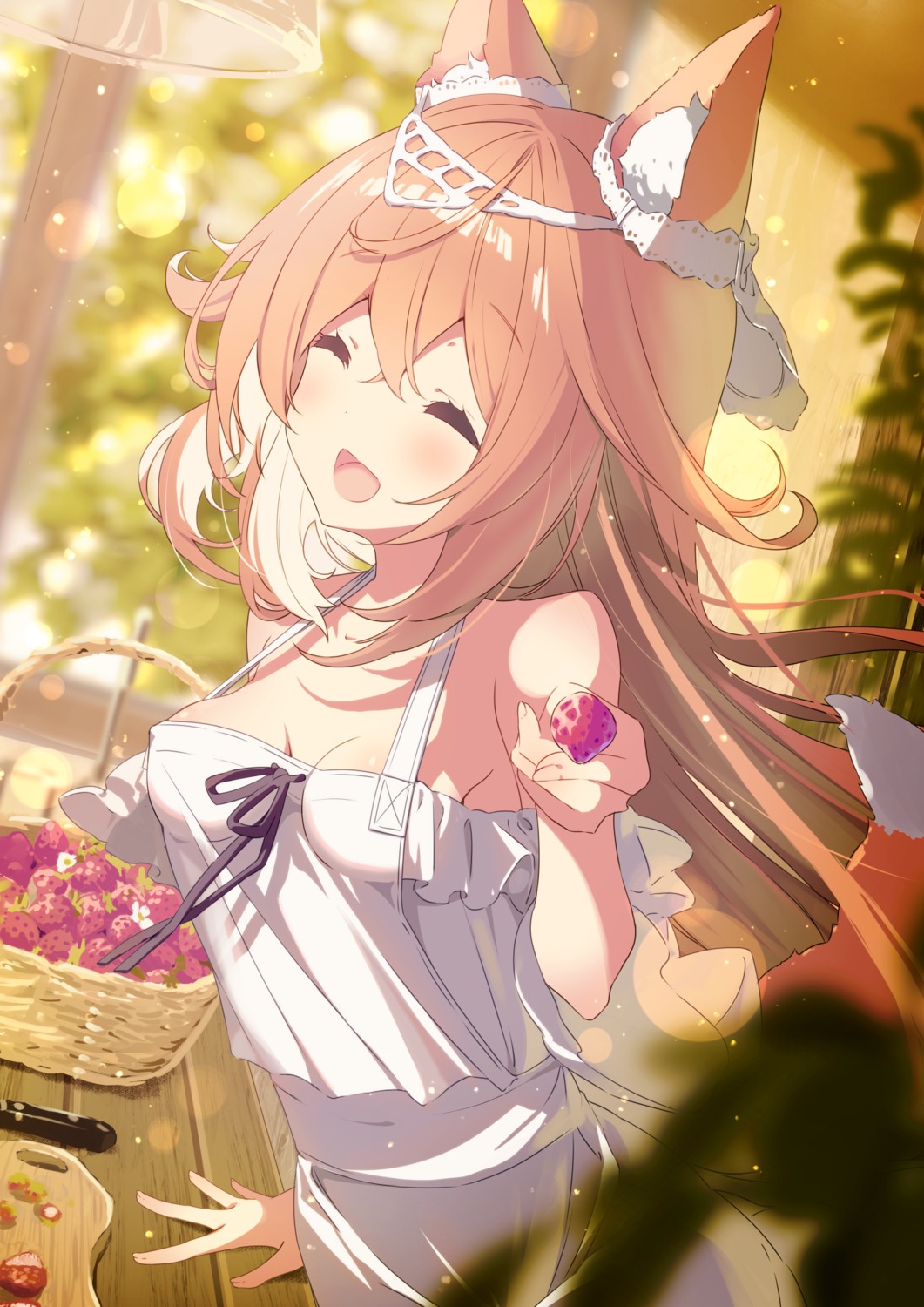 animal_ears, dress, kitsune, no_bra, p19, summer_dress, sylvie-milia_leclerc, tail