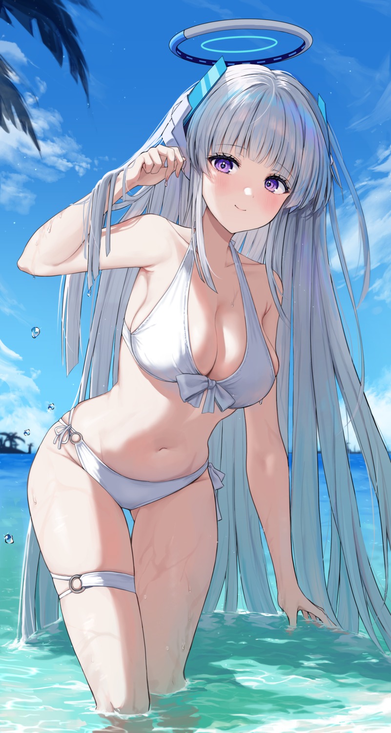 bikini, blue_archive, garter, halo, kuuhaku_(wutt5584), swimsuits, ushio_noa, wet