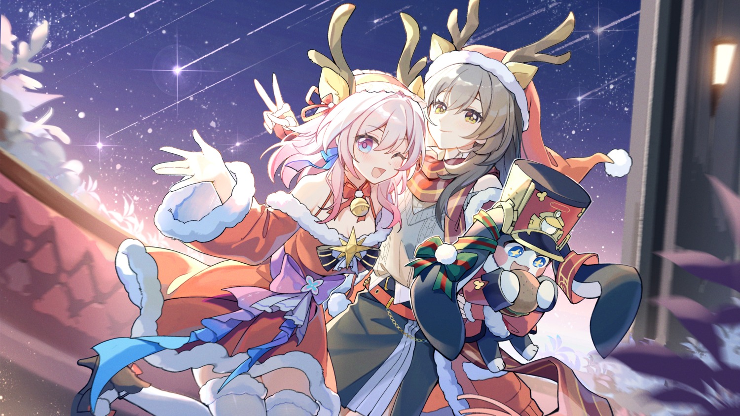 animal_ears, christmas, dress, gou_lianlian_dogface, heels, honkai:_star_rail, horns, march_7th