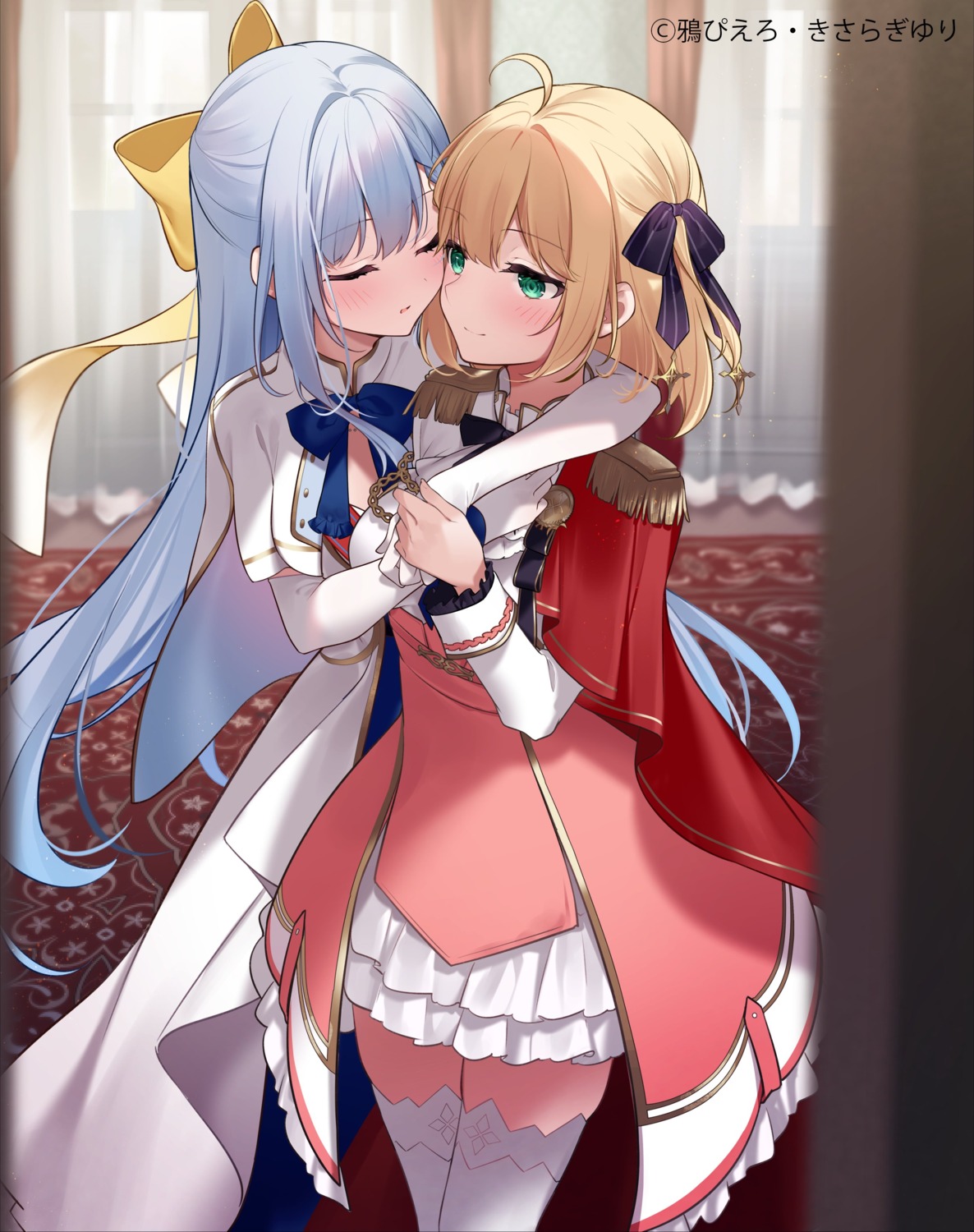 anisphia_wynn_palletia, euphyllia_magenta, kisaragi_yuri, tensei_oujo_to_tensai_reijou_no_mahou_kakumei, thighhighs, uniform, yuri