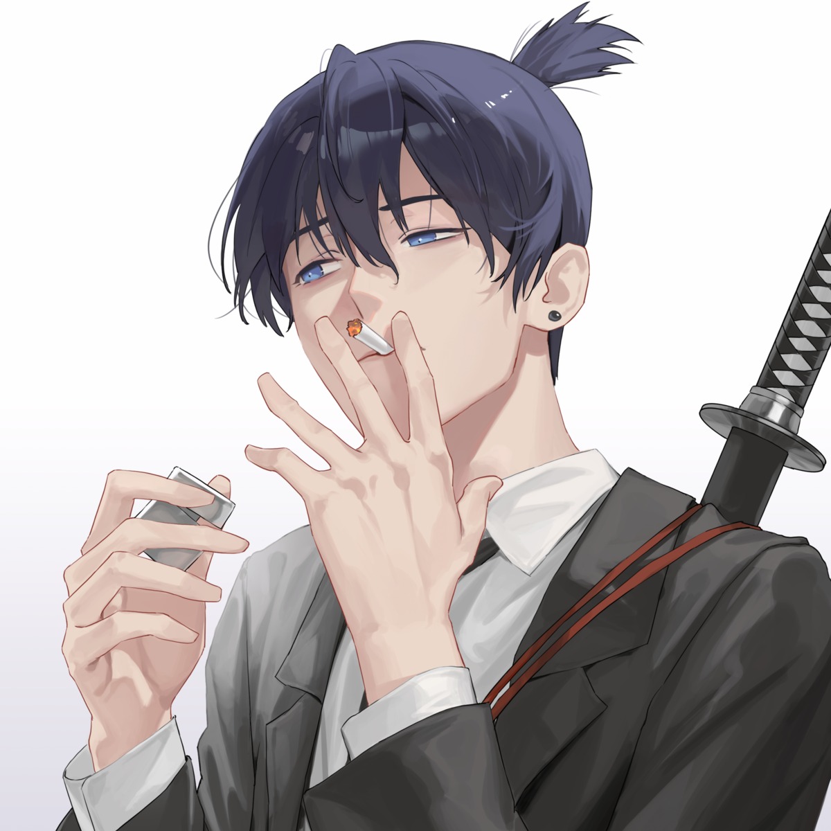 business_suit, chainsaw_man, gmirror1, hayakawa_aki, male, smoking, sword