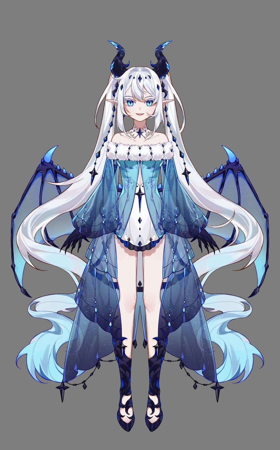 dress, horns, nova_aokami, pointy_ears, see_through, tagme, transparent_png, wings