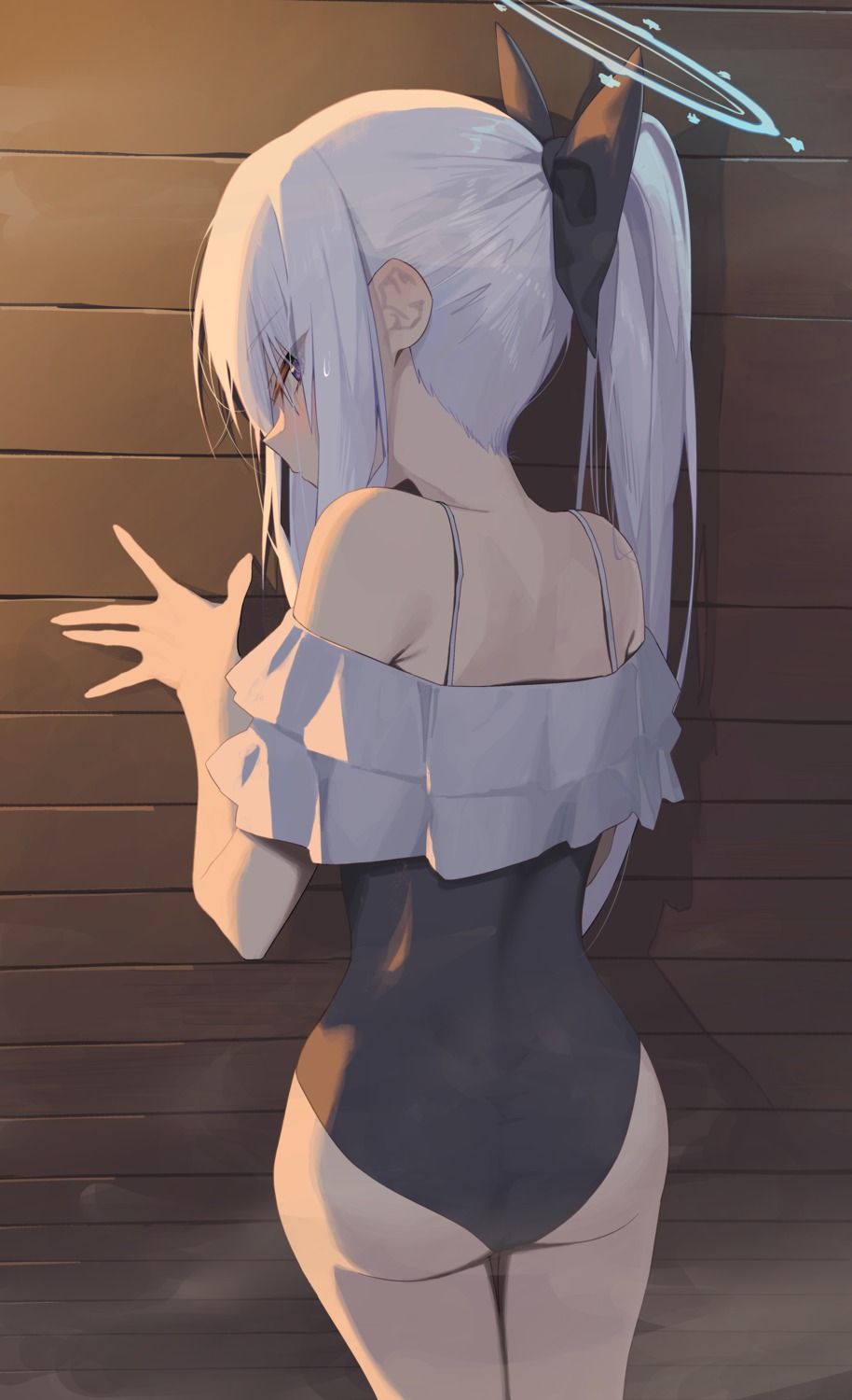 ass, blue_archive, halo, swimsuits, syhan, tsukiyuki_miyako