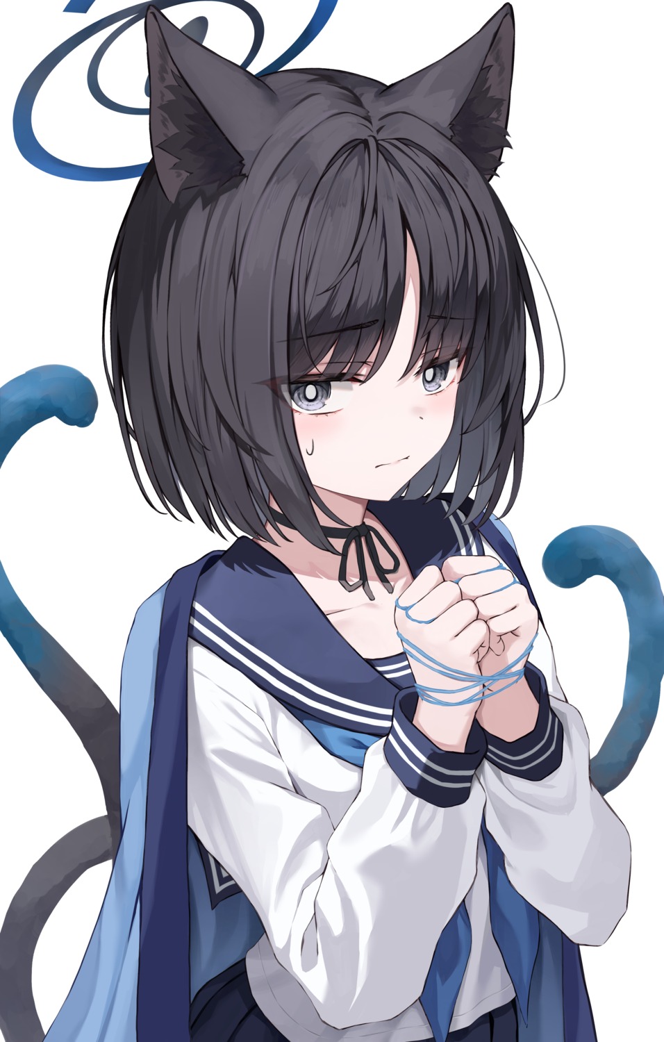 animal_ears, blue_archive, bondage, halo, japanese_clothes, kiryuu_kikyou, kurone_(kurone_ryuo), nekomimi