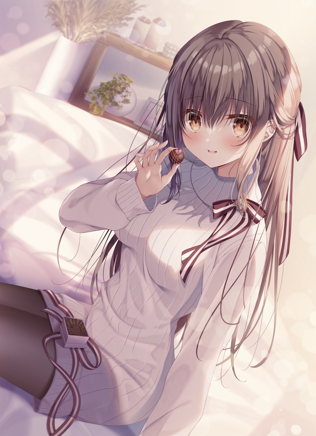 amamiya_shino, dress, pantyhose, sweater, tanihara_natsuki, valentine