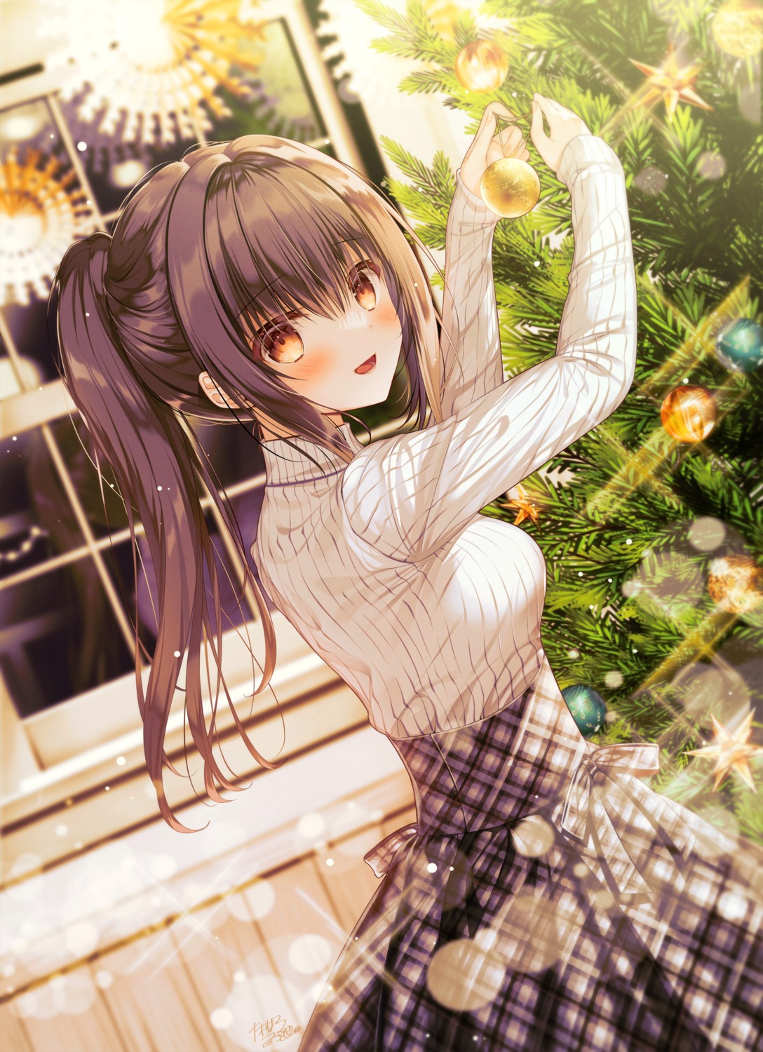 amamiya_shino, christmas, sweater, tanihara_natsuki