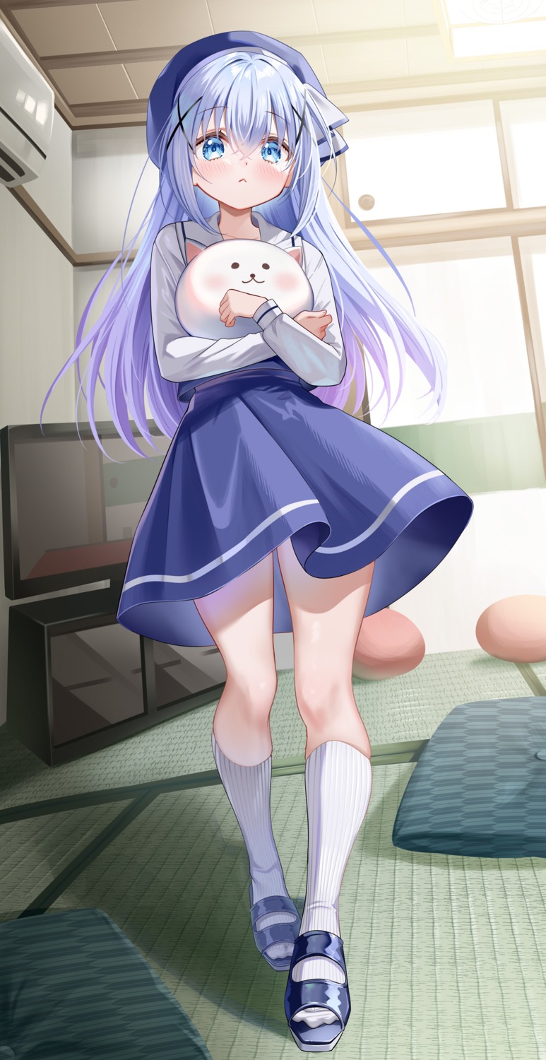 gochuumon_wa_usagi_desu_ka?, kafuu_chino, piyopoyo, seifuku, skirt_lift, tippy_(gochiusa)