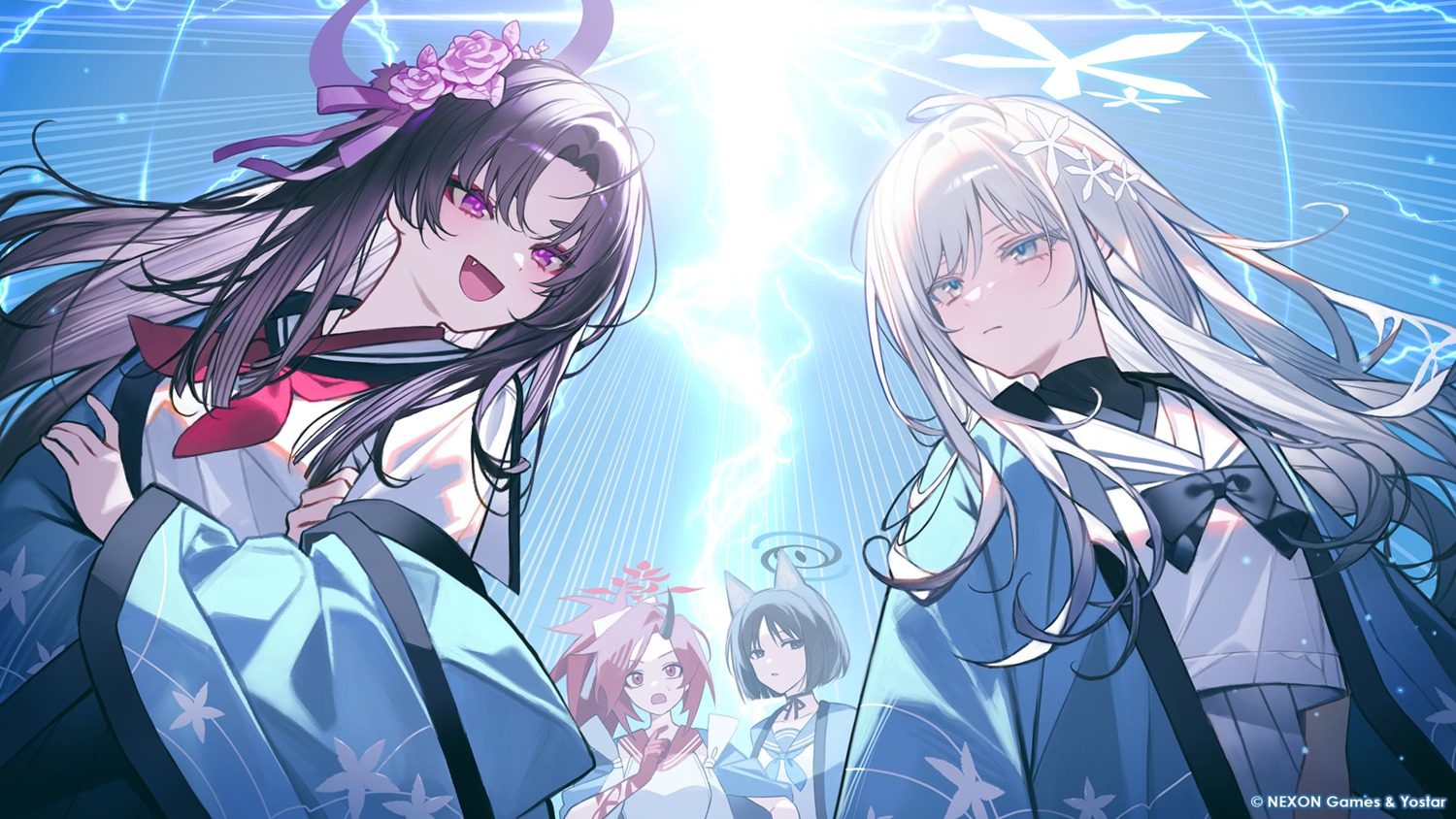 animal_ears, blue_archive, fuwa_renge, goryou_nagusa, halo, horns, japanese_clothes, kadenokouji_yukari