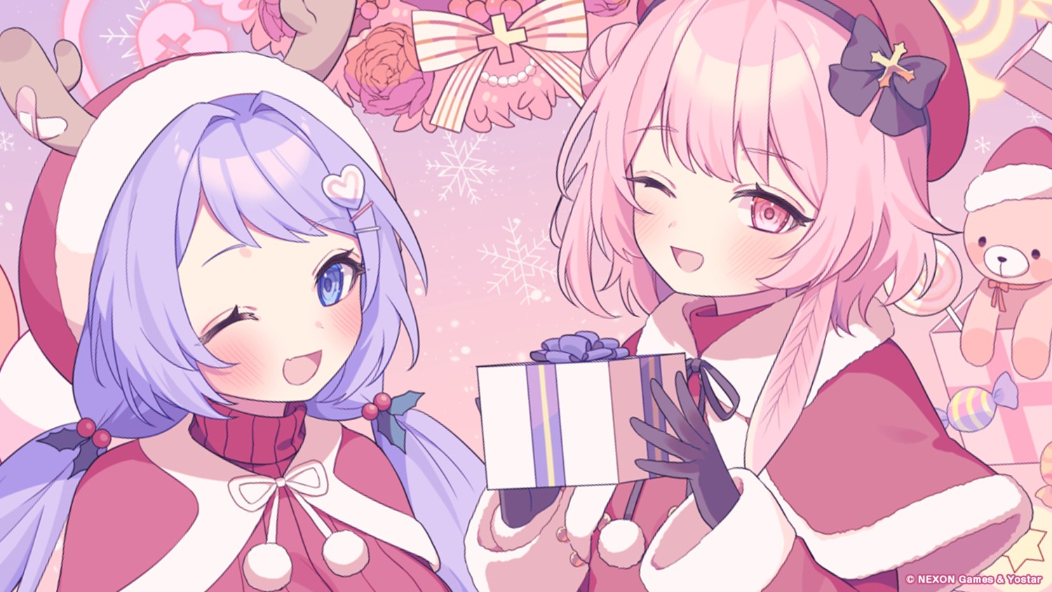 asagao_hanae, blue_archive, christmas, halo, horns, nehan_(gedatsu_nehan), sumi_serina, sweater