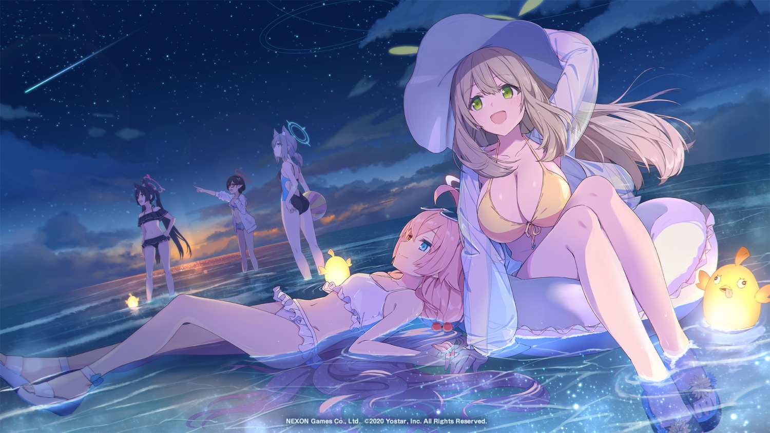 animal_ears, azumi_akitake, bikini, blue_archive, halo, heterochromia, izayoi_nonomi, kuromi_serika