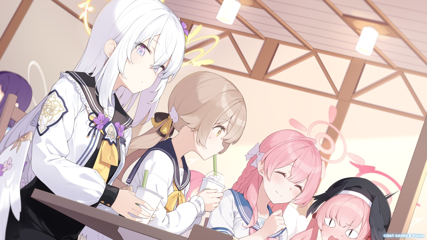 ajitani_hifumi, angel, blue_archive, enosan, halo, seifuku, shimoe_koharu, shirasu_azusa, sweater, urawa_hanako, wings
