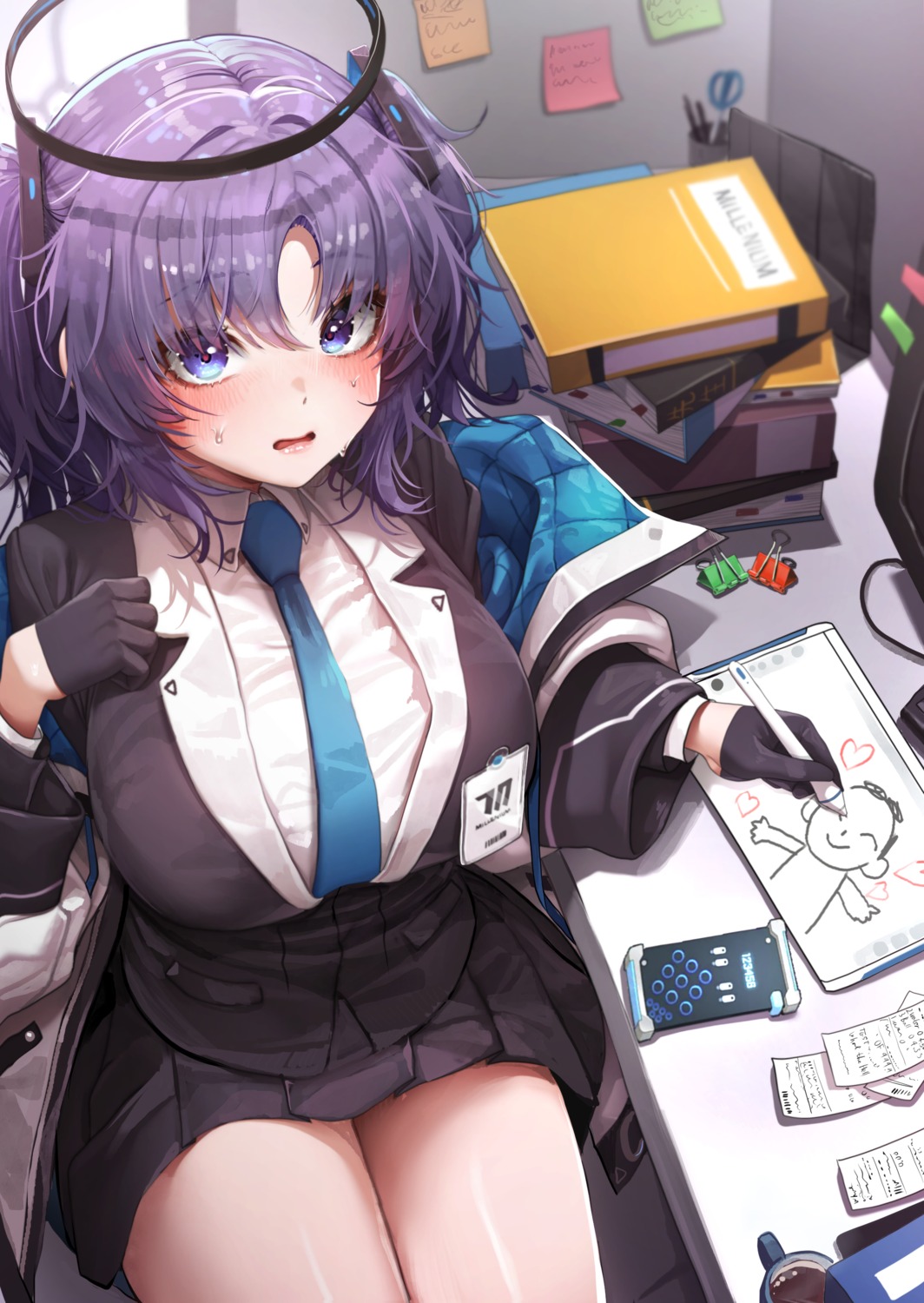 blue_archive, doyoon_7, halo, hayase_yuuka, seifuku