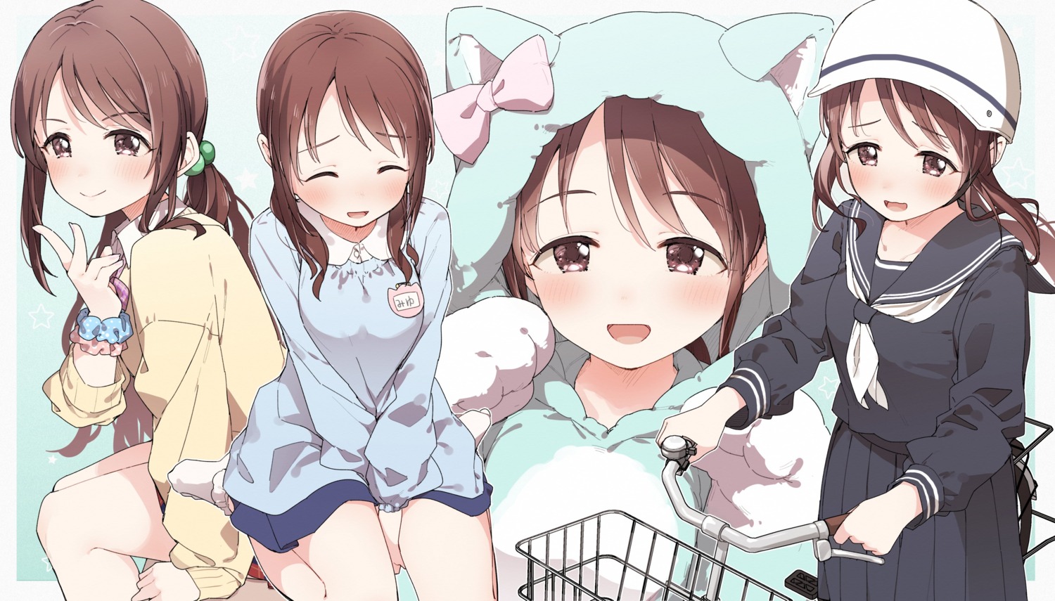 animal_ears, kusaka_shi, mifune_miyu, nekomimi, pajama, seifuku, sweater, the_idolm@ster