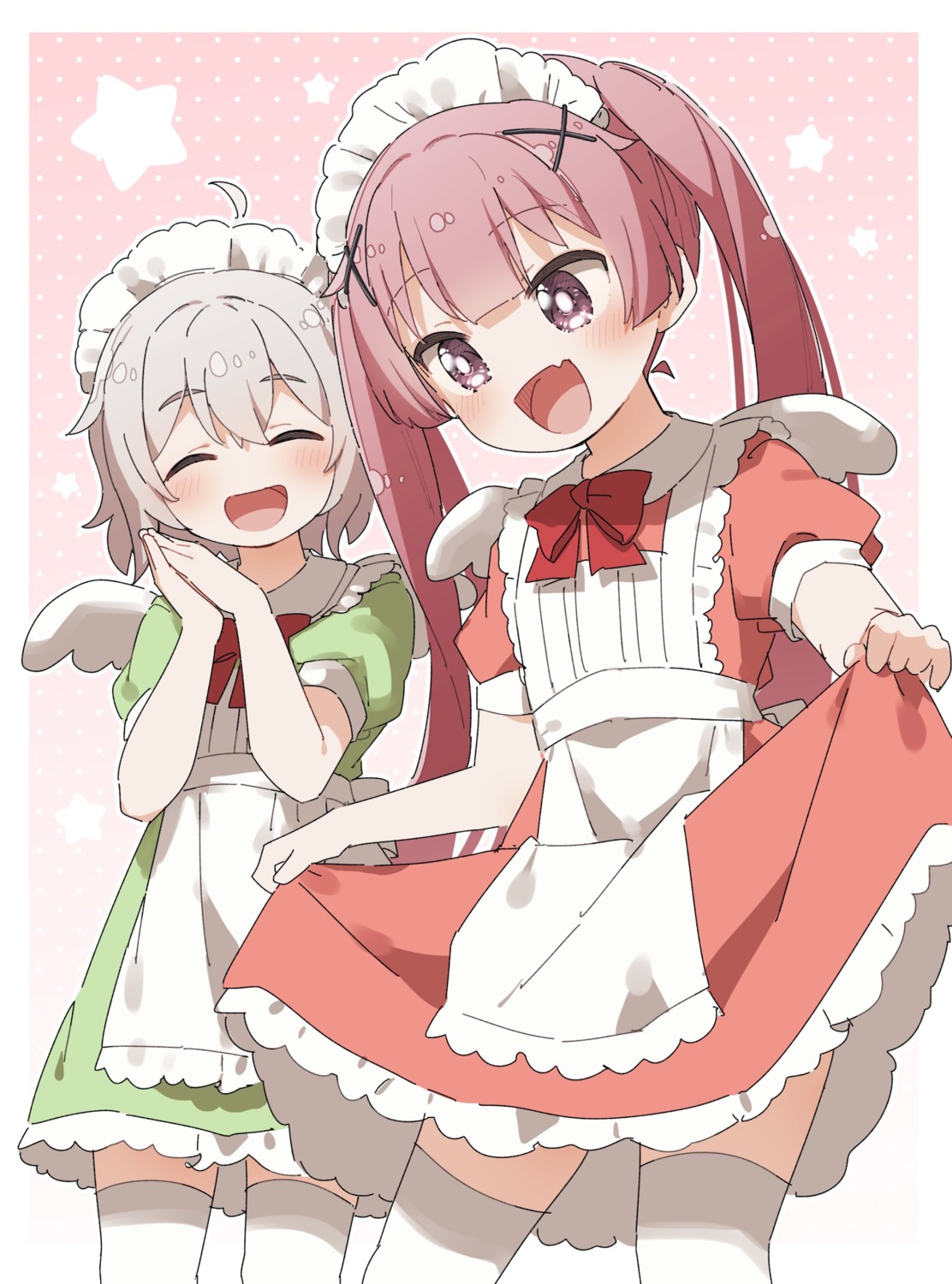 konomori_kanon, kusaka_shi, maid, skirt_lift, tanemura_koyori, thighhighs, watashi_ni_tenshi_ga_maiorita!, wings