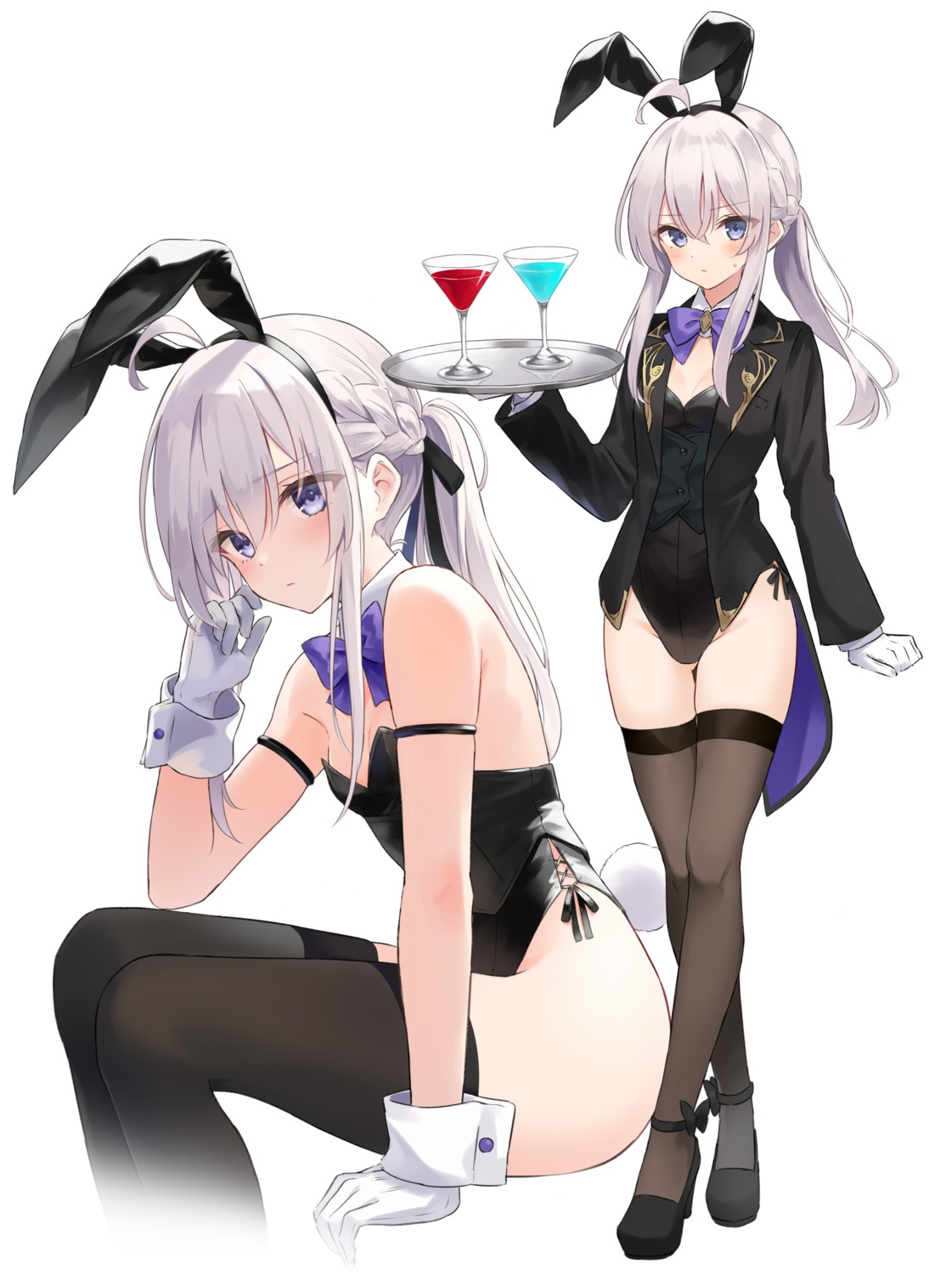 animal_ears, azuuru, bunny_ears, bunny_girl, elaina_(majotabi), heels, majo_no_tabitabi, no_bra