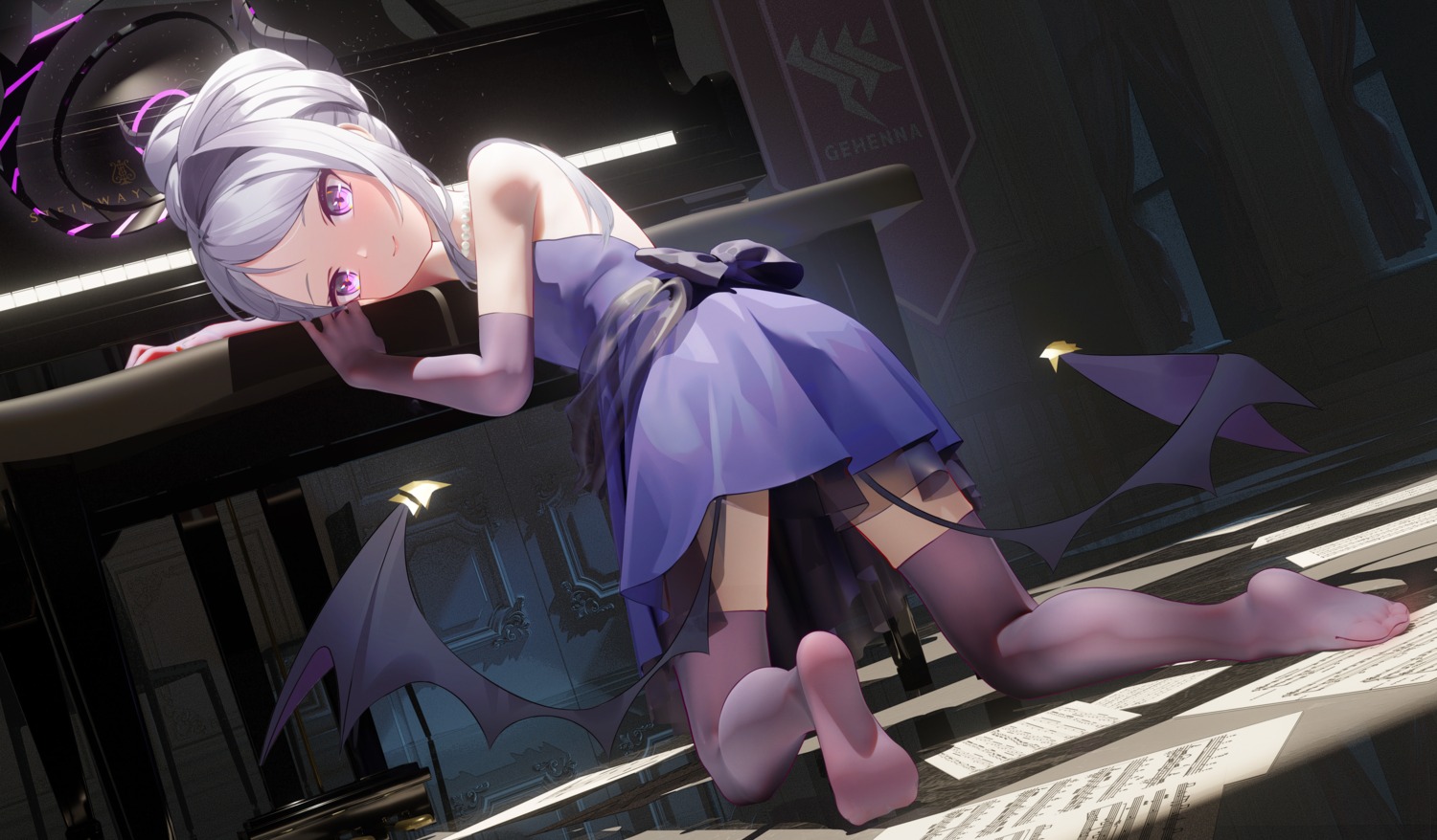 ass, blue_archive, devil, dress, feet, halo, horns, mr_ito
