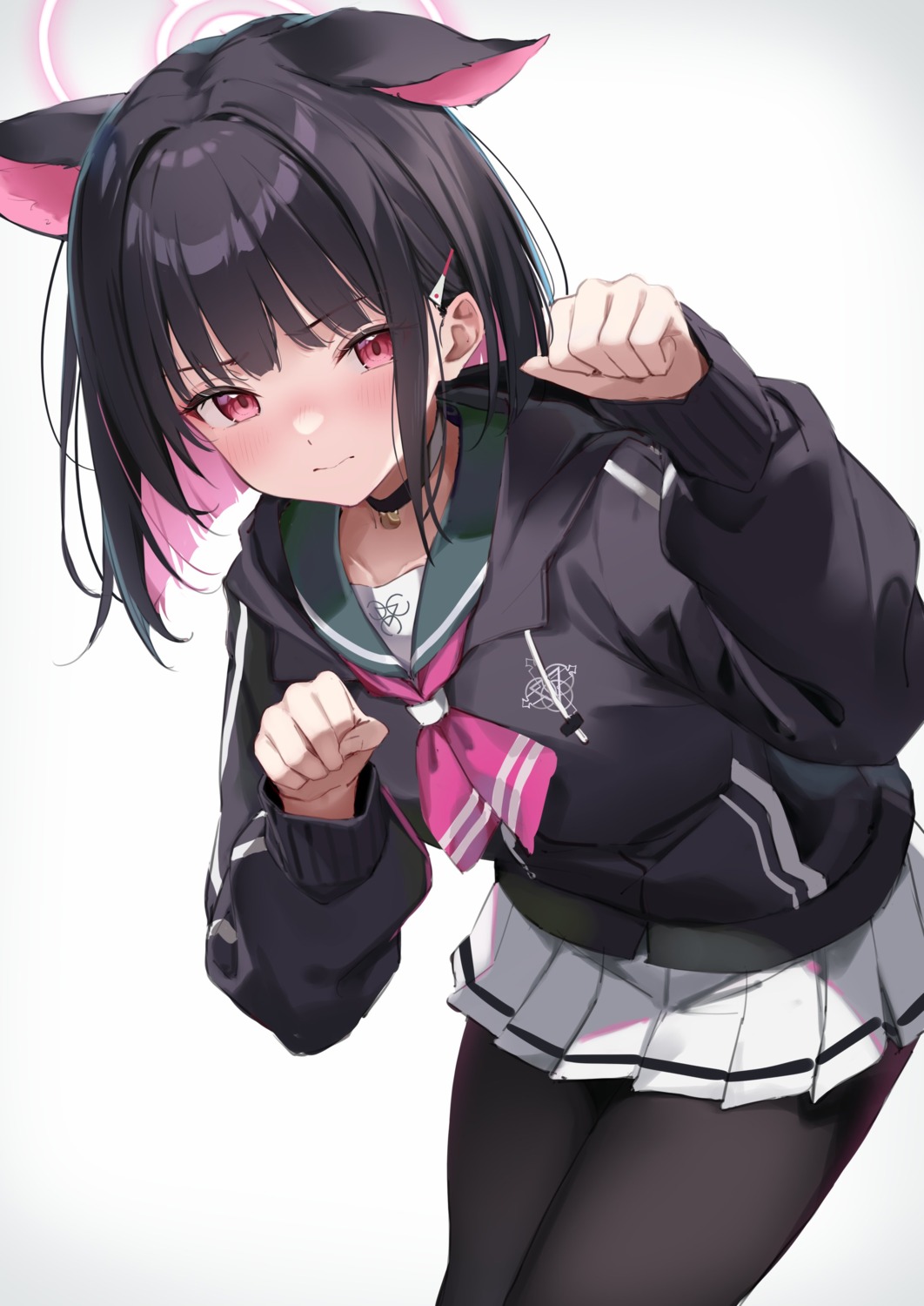 animal_ears, blue_archive, halo, imsaibo3, kyouyama_kazusa, nekomimi, pantyhose, seifuku