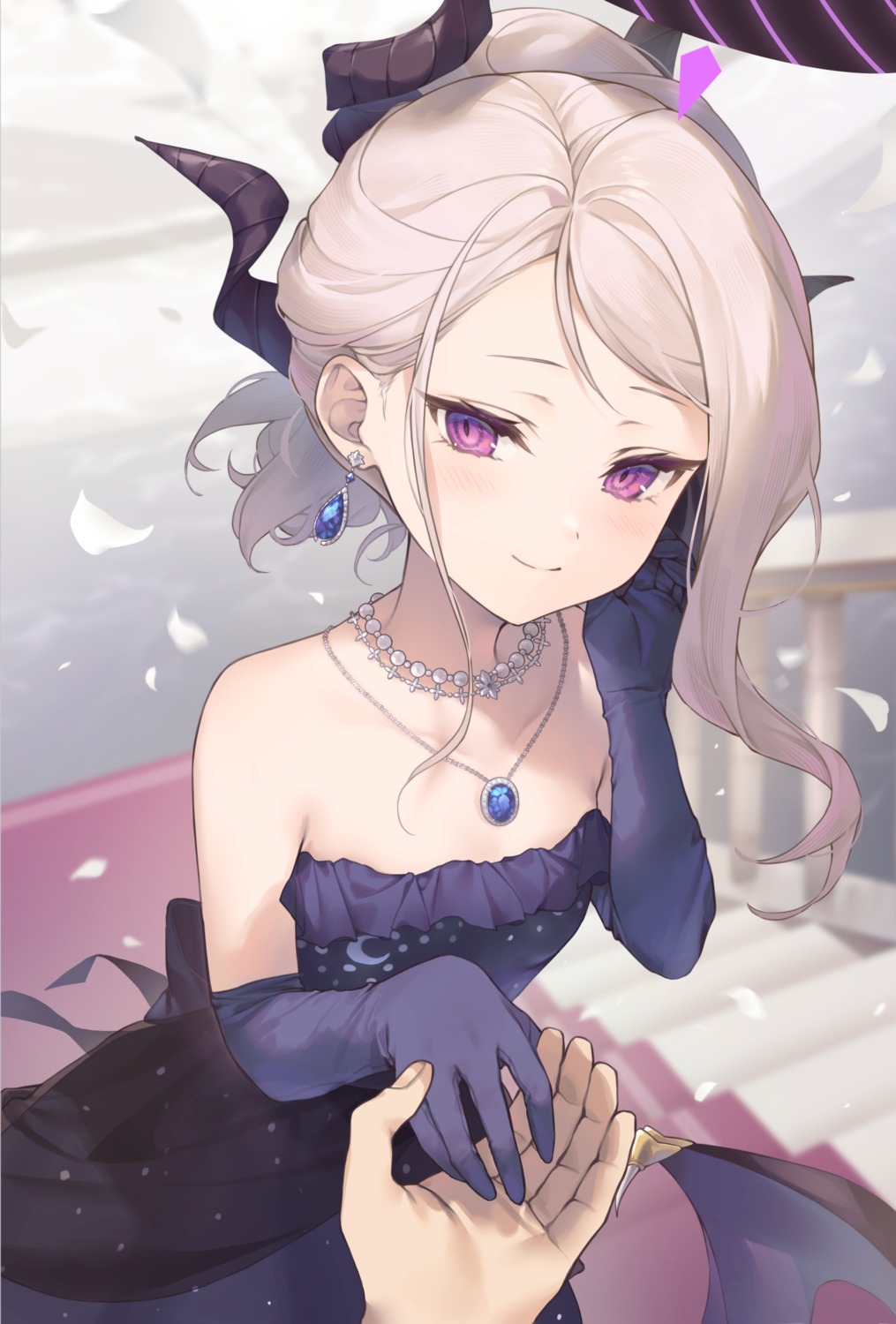 blue_archive, devil, dress, halo, horns, no_bra, shiidap, sorasaki_hina, wings