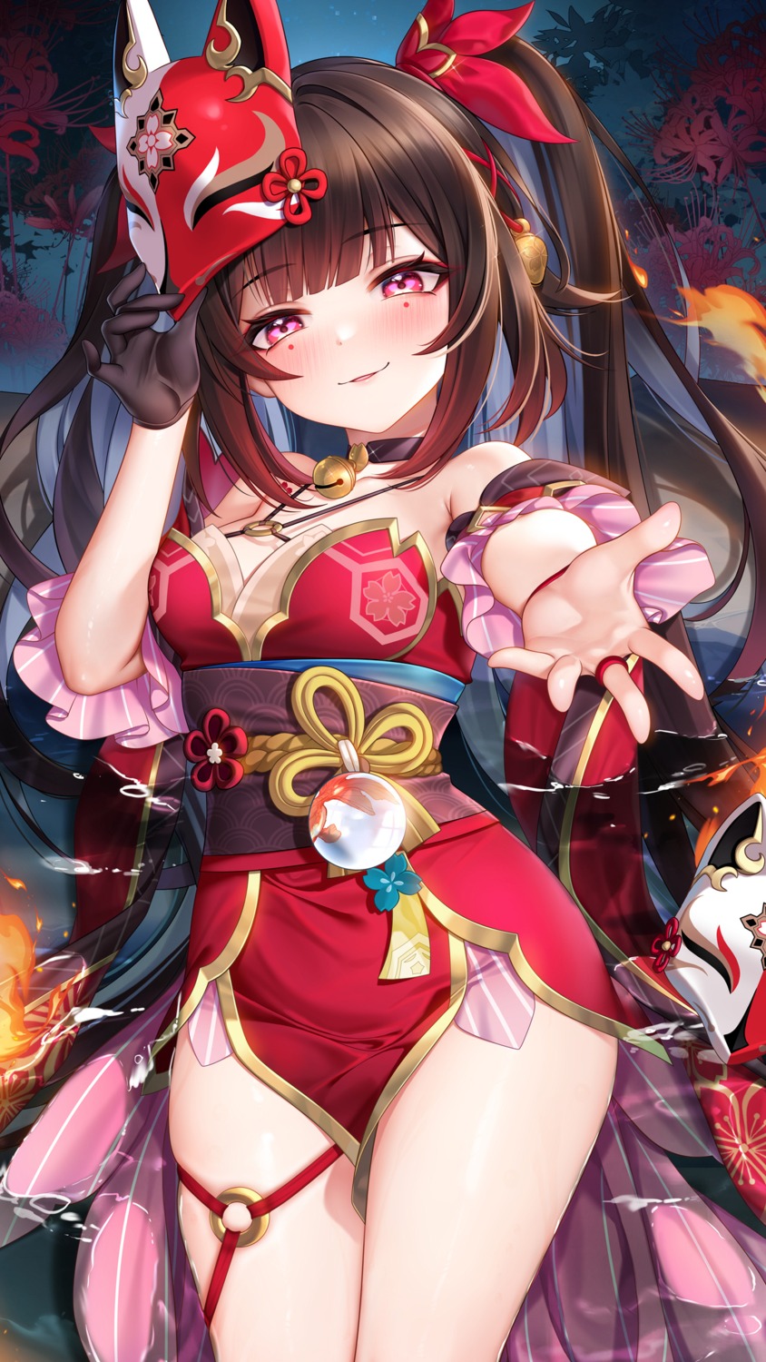 garter, honkai:_star_rail, japanese_clothes, jg&solin, no_bra, sparkle, tattoo, wet