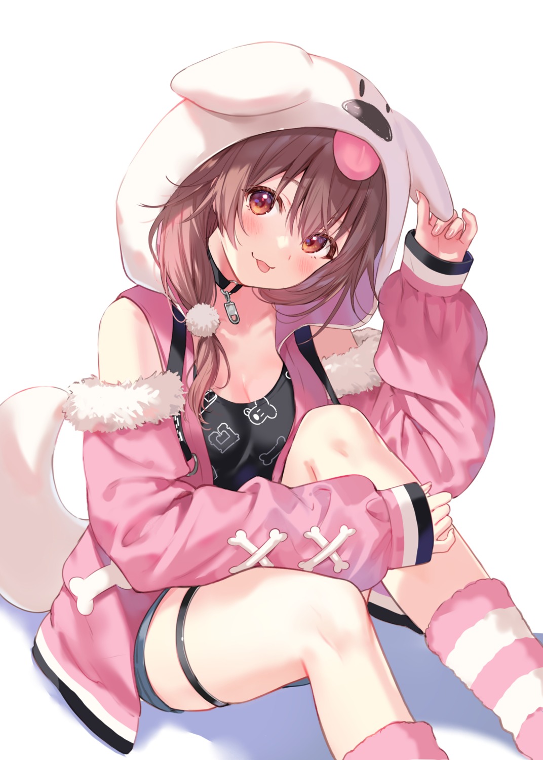 animal_ears, cleavage, fukahire, garter, hololive, hololive_gamers, inugami_korone, inumimi