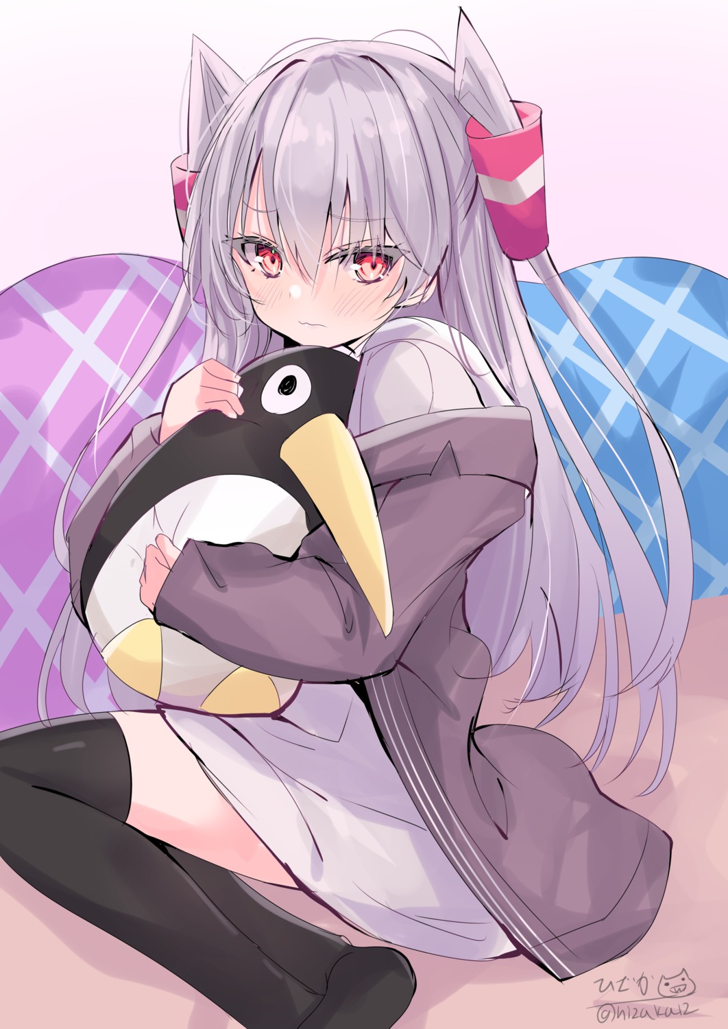 amatsukaze_(kancolle), hizaka, kantai_collection, penguin, sketch, thighhighs