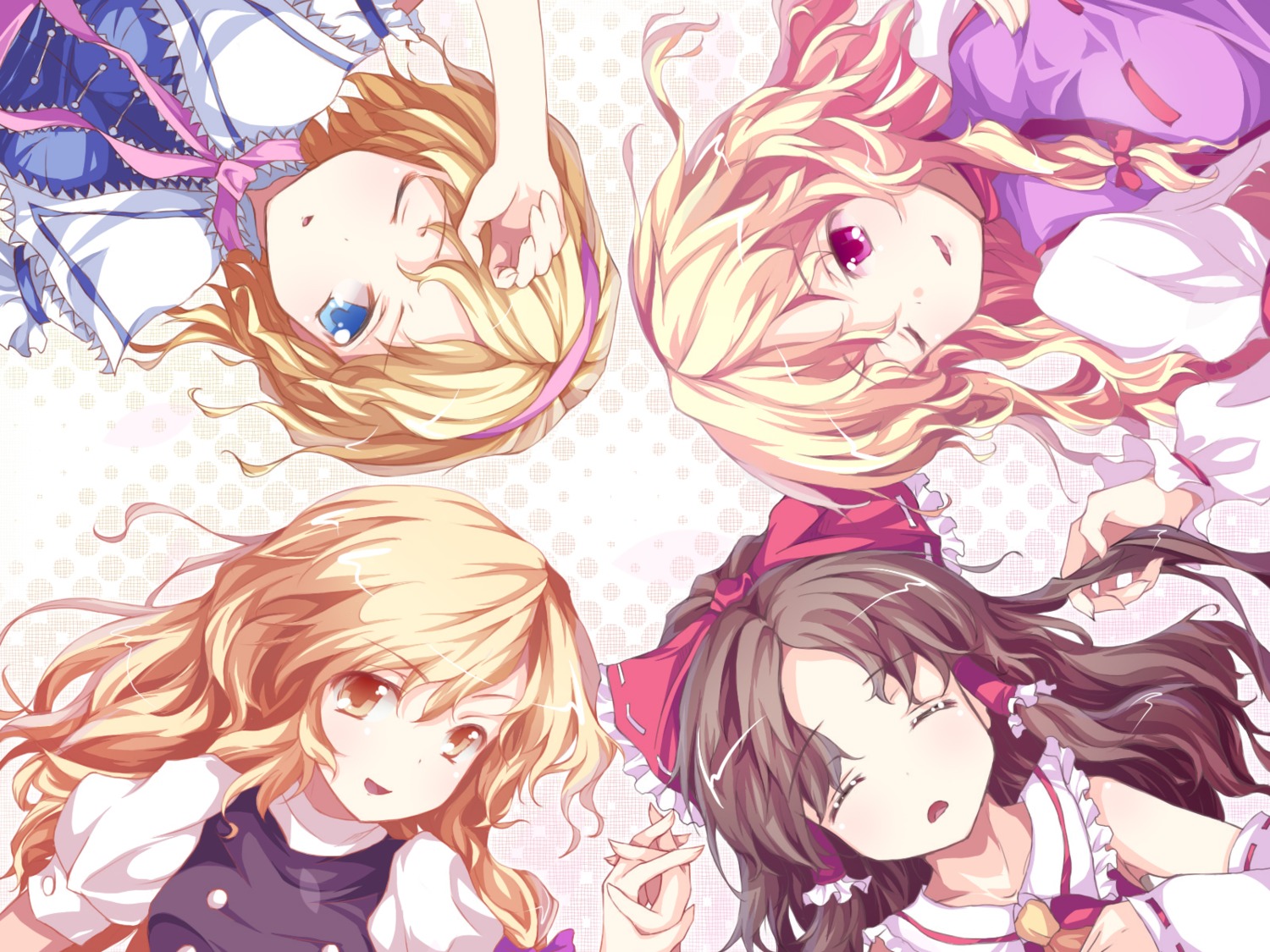 alice_margatroid, curtain, hakurei_reimu, kirisame_marisa, touhou, wallpaper, yakumo_yukari