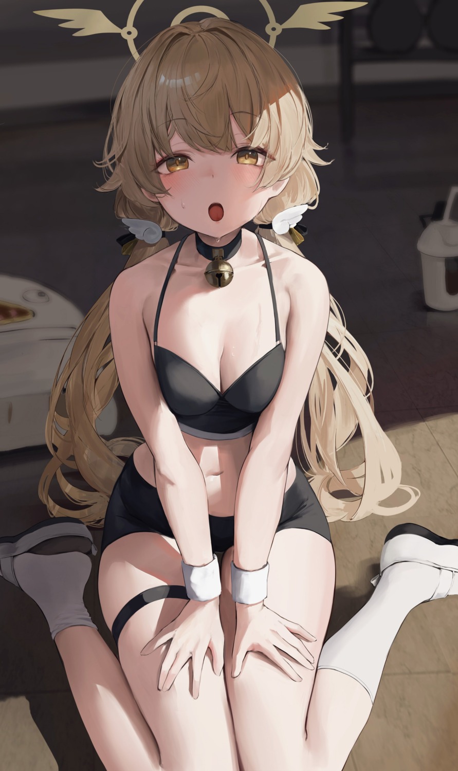 ajitani_hifumi, blue_archive, bra, garter, halo, hiki_niito