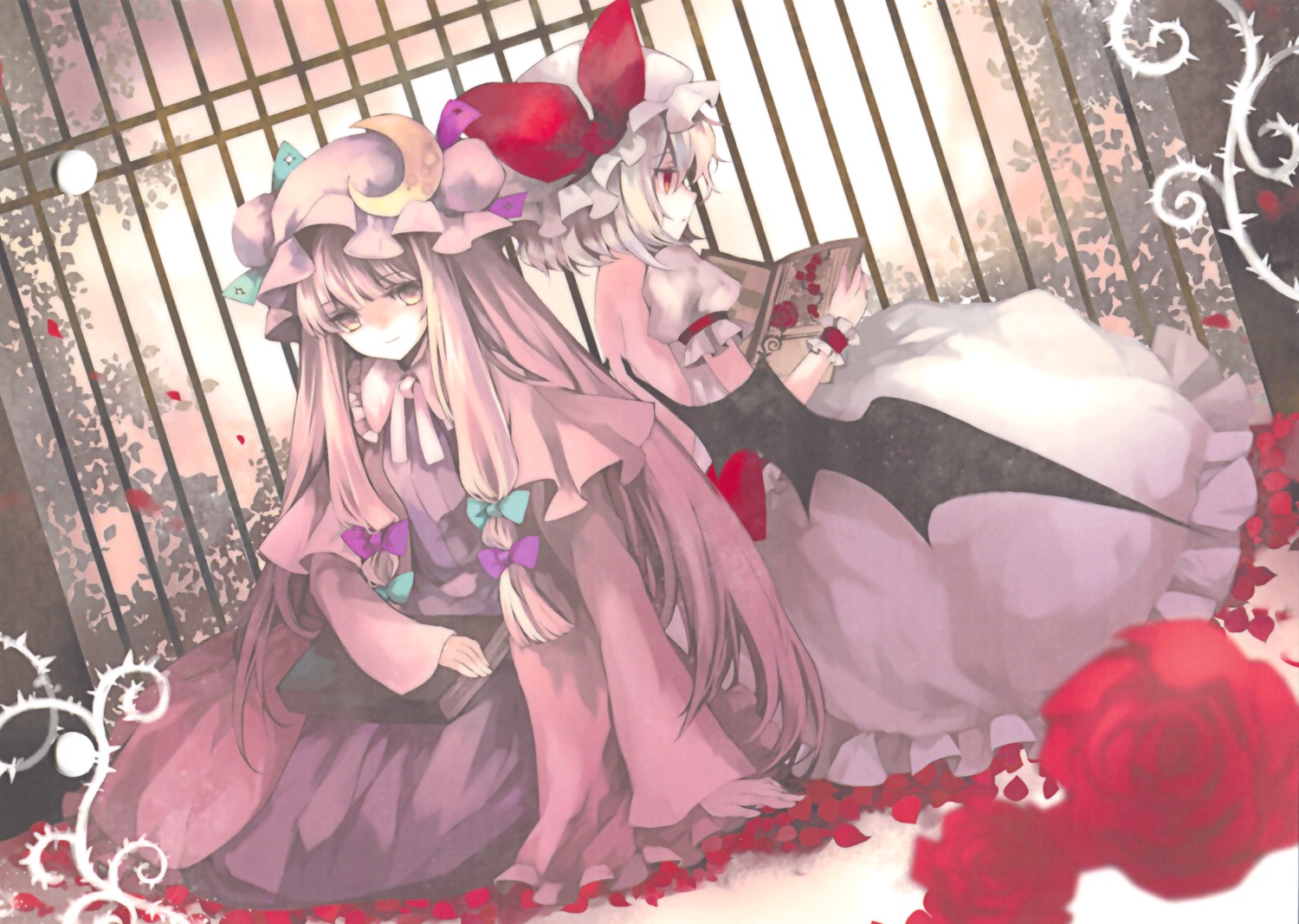hina, patchouli_knowledge, remilia_scarlet, touhou, wings