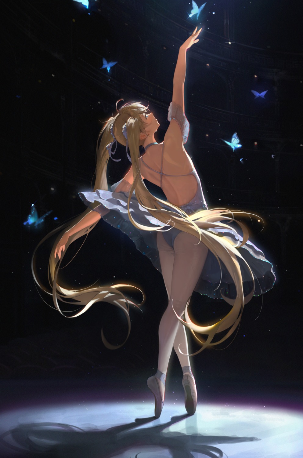 ass, bangsom, leotard, nora_(bangsom), pantyhose, skirt_lift