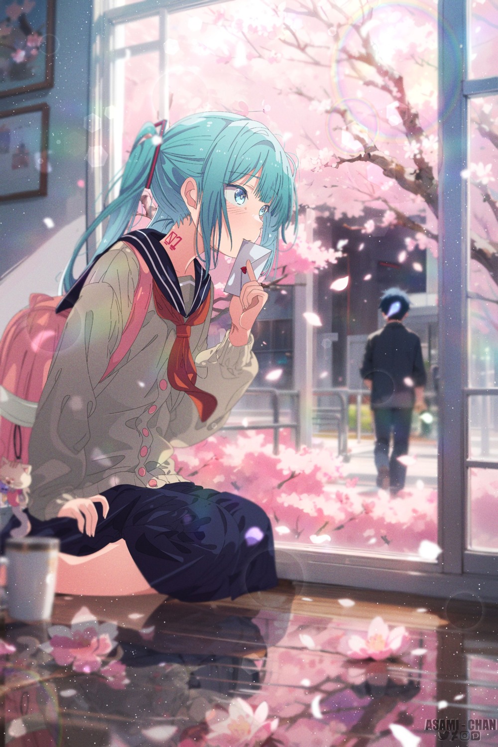 asami-chan, hatsune_miku, seifuku, sweater, tattoo, vocaloid