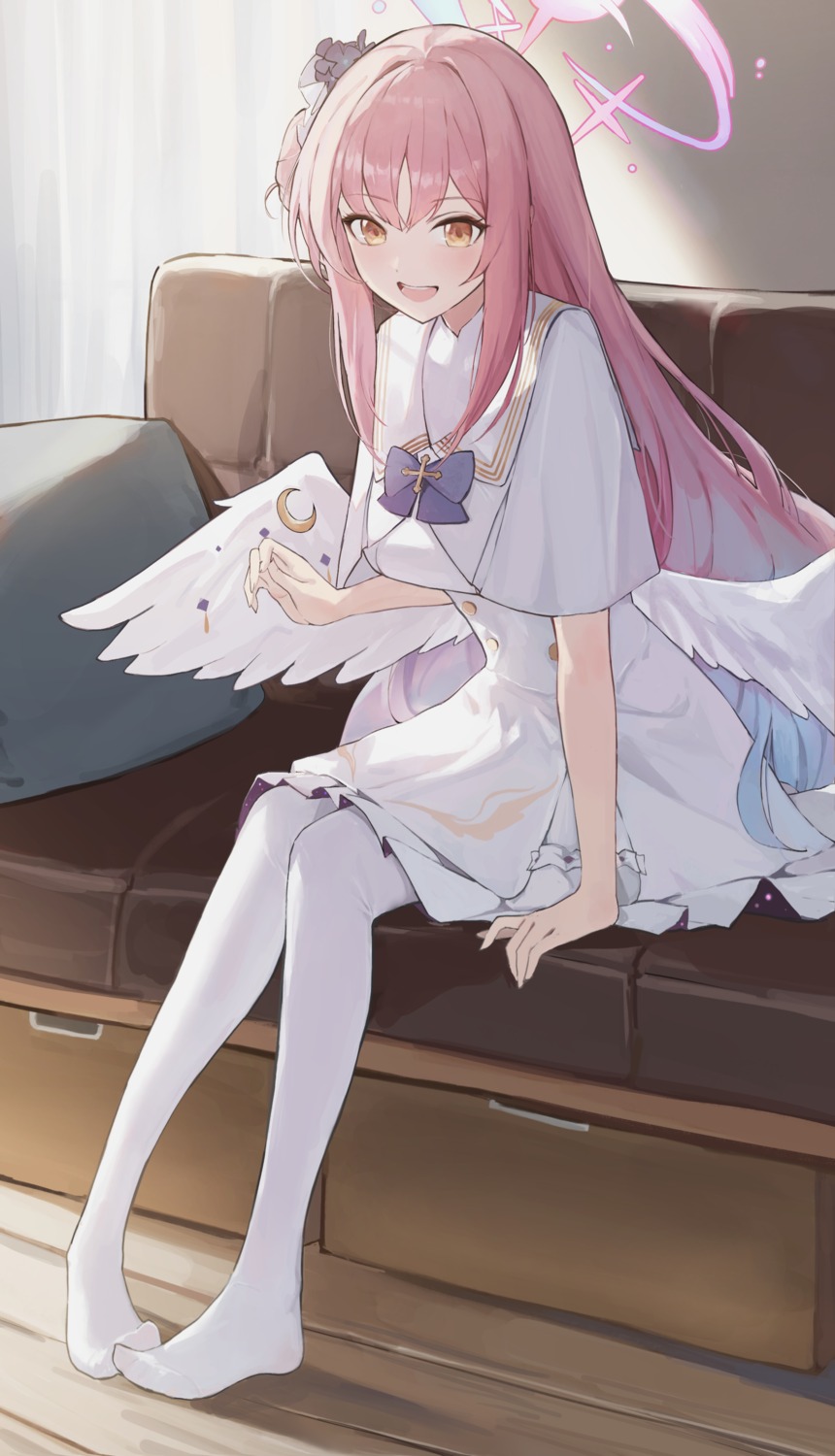 angel, blue_archive, dress, jiang_zhuti_jiojio, misono_mika, pantyhose, wings