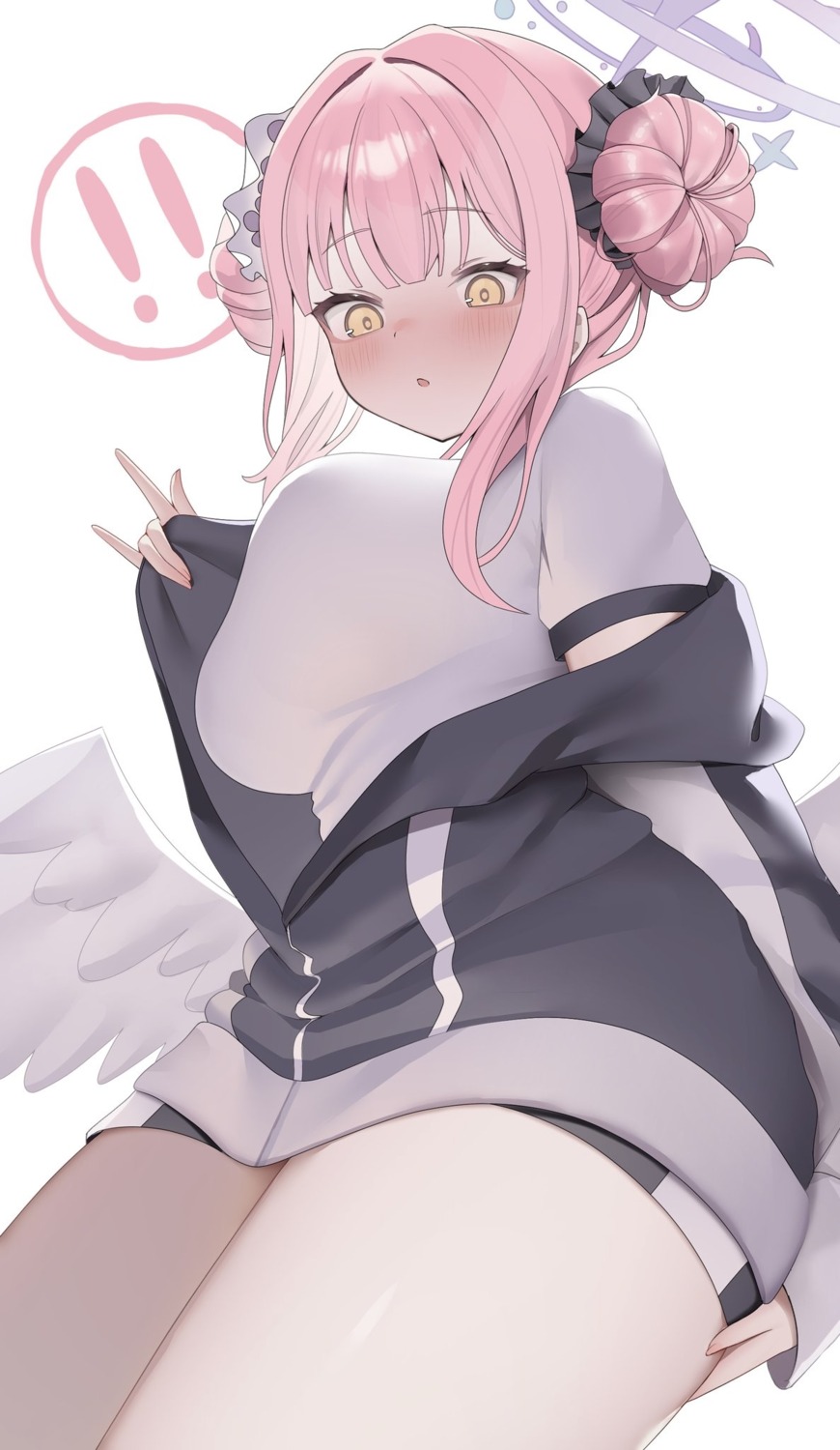 angel, blue_archive, gym_uniform, koba_(kobako42), misono_mika, undressing, wings