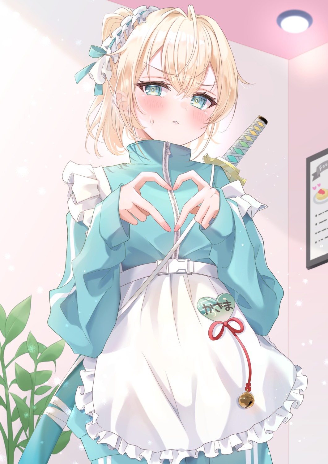 gym_uniform, hololive, kazama_iroha, maid, null_illust, sword
