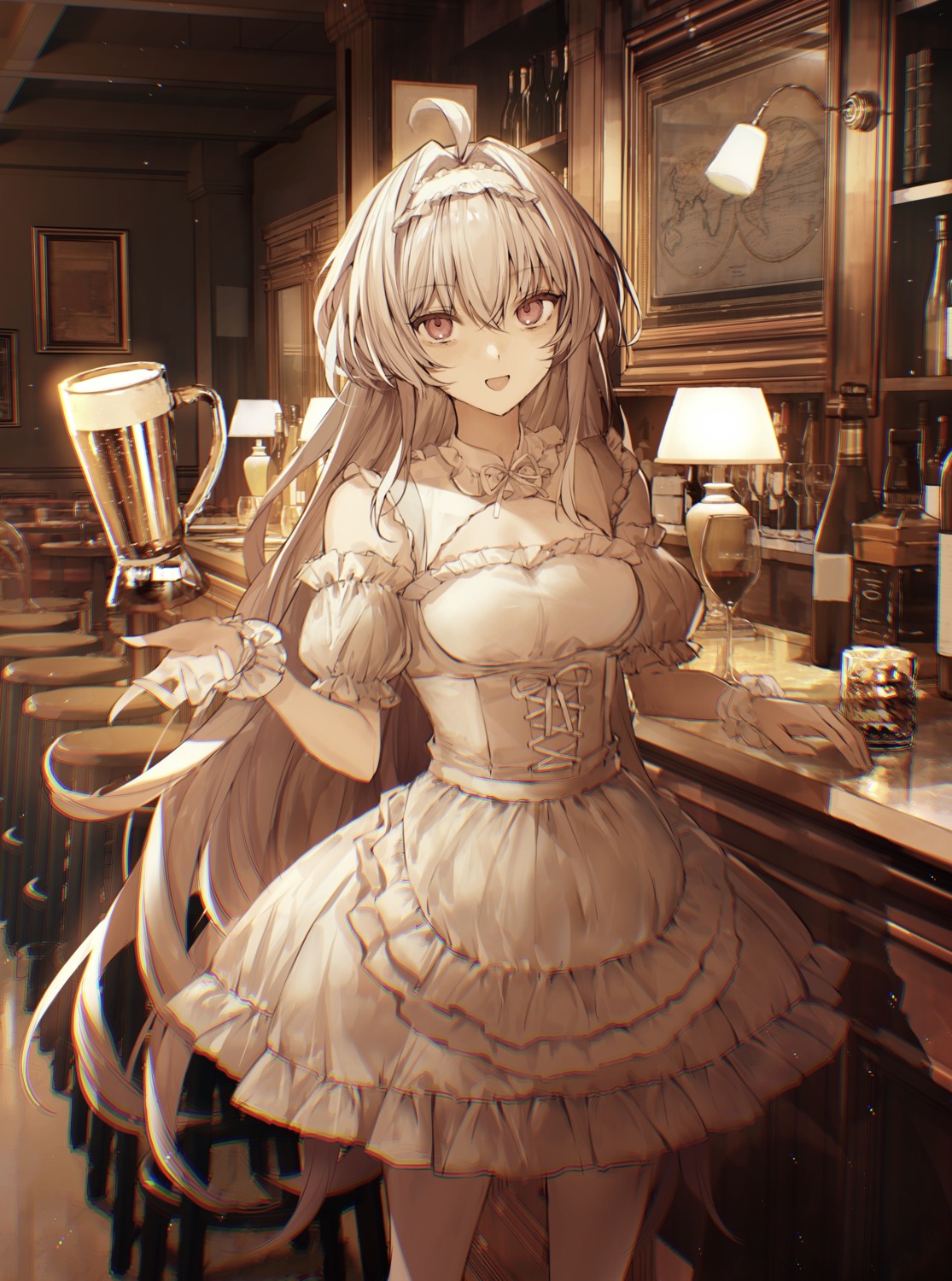 fate/grand_order, maid, merlin_(fate/prototype), pantyhose, tamitami, waitress