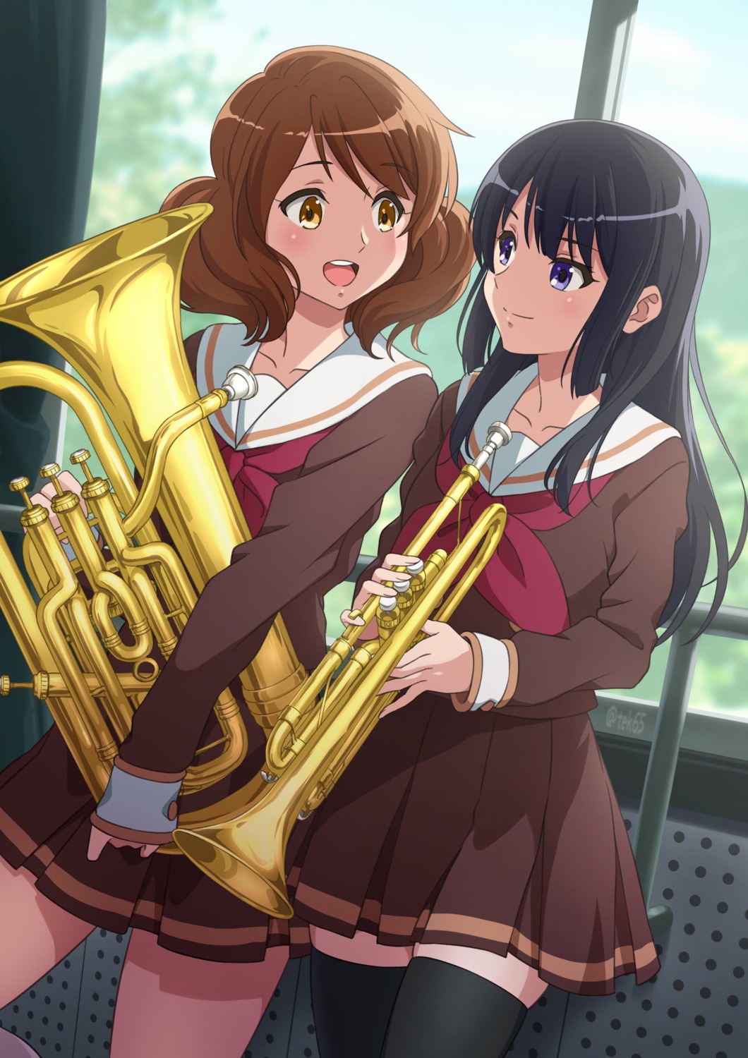 girugiru_(tektonics6588), hibike!_euphonium, kousaka_reina, oumae_kumiko, seifuku, thighhighs