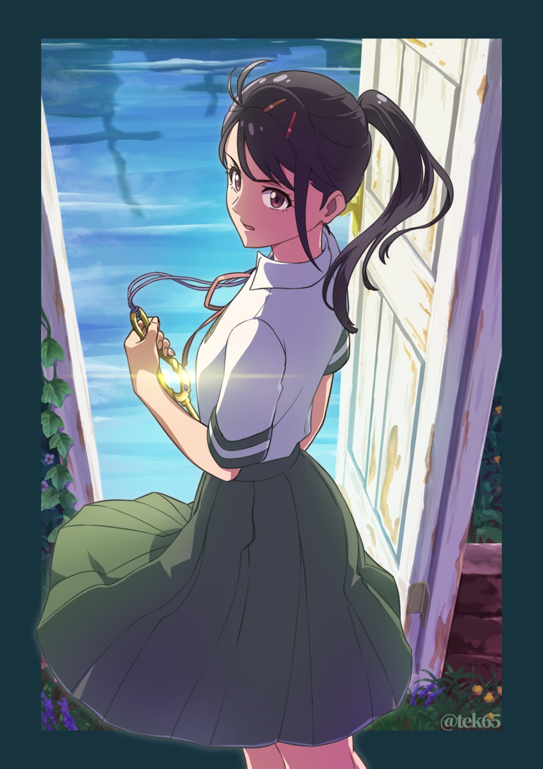 girugiru_(tektonics6588), iwato_suzume, seifuku, suzume_no_tojimari